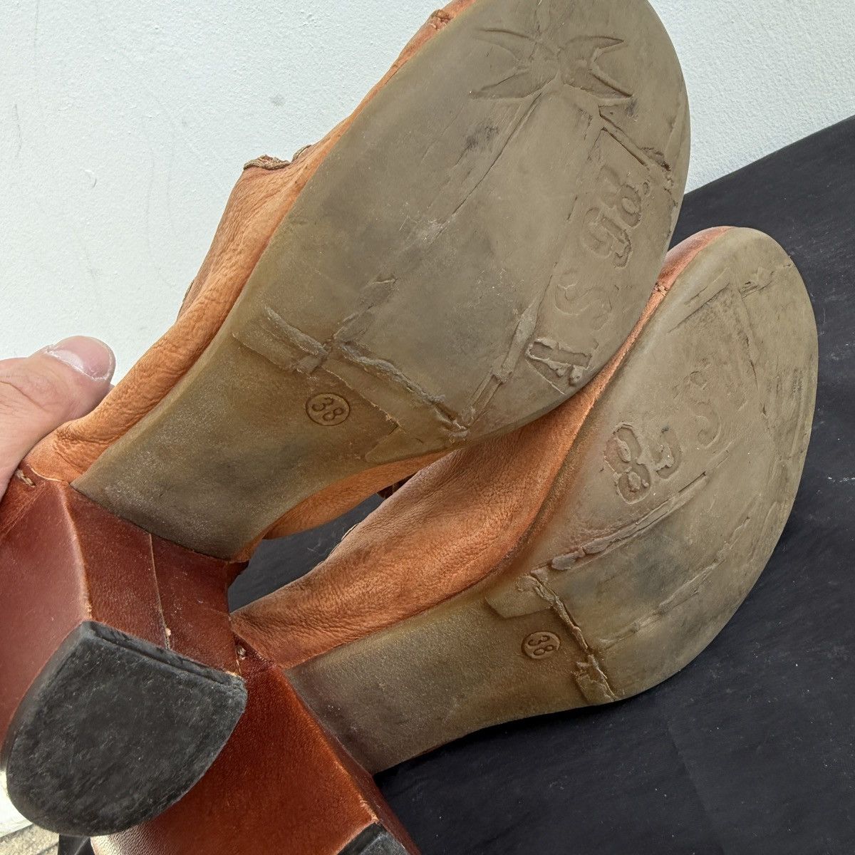 A.S.98 A.S.98 Avant Garde Tan Brown Leather Lace Up Heeled Oxfords Size US 8 / IT 38 - 10 Thumbnail
