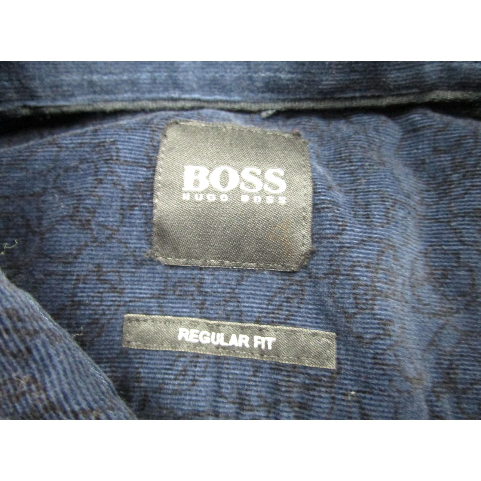 Vintage BOSS Hugo Boss Corduroy Shirt Mens XL Blue Floral Long Sleeve Button-Up Regular Fit Size US XL / EU 56 / 4 - 6 Thumbnail