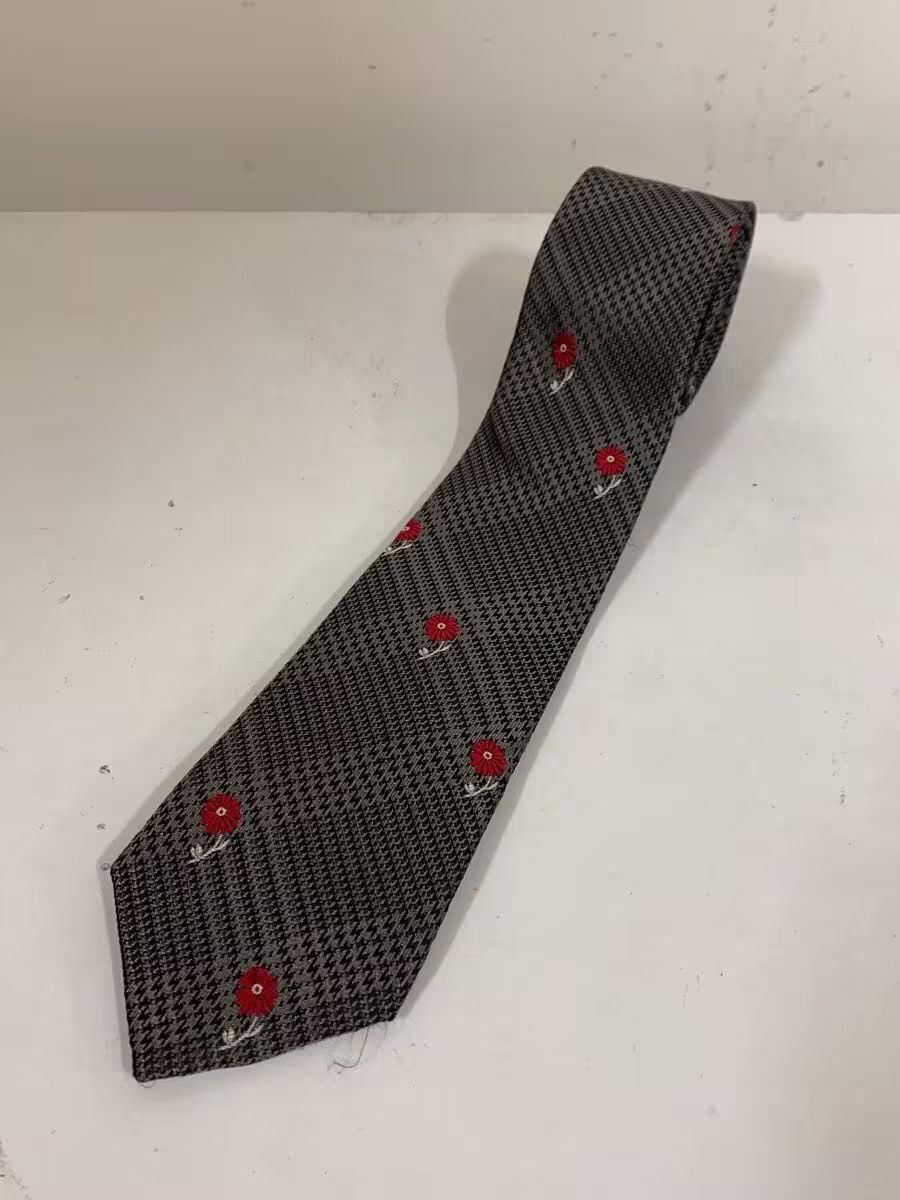 Yohji Yamamoto YOHJI YAMAMOTO Silk Gray Floral Men's Tie Size ONE SIZE - 1 Thumbnail