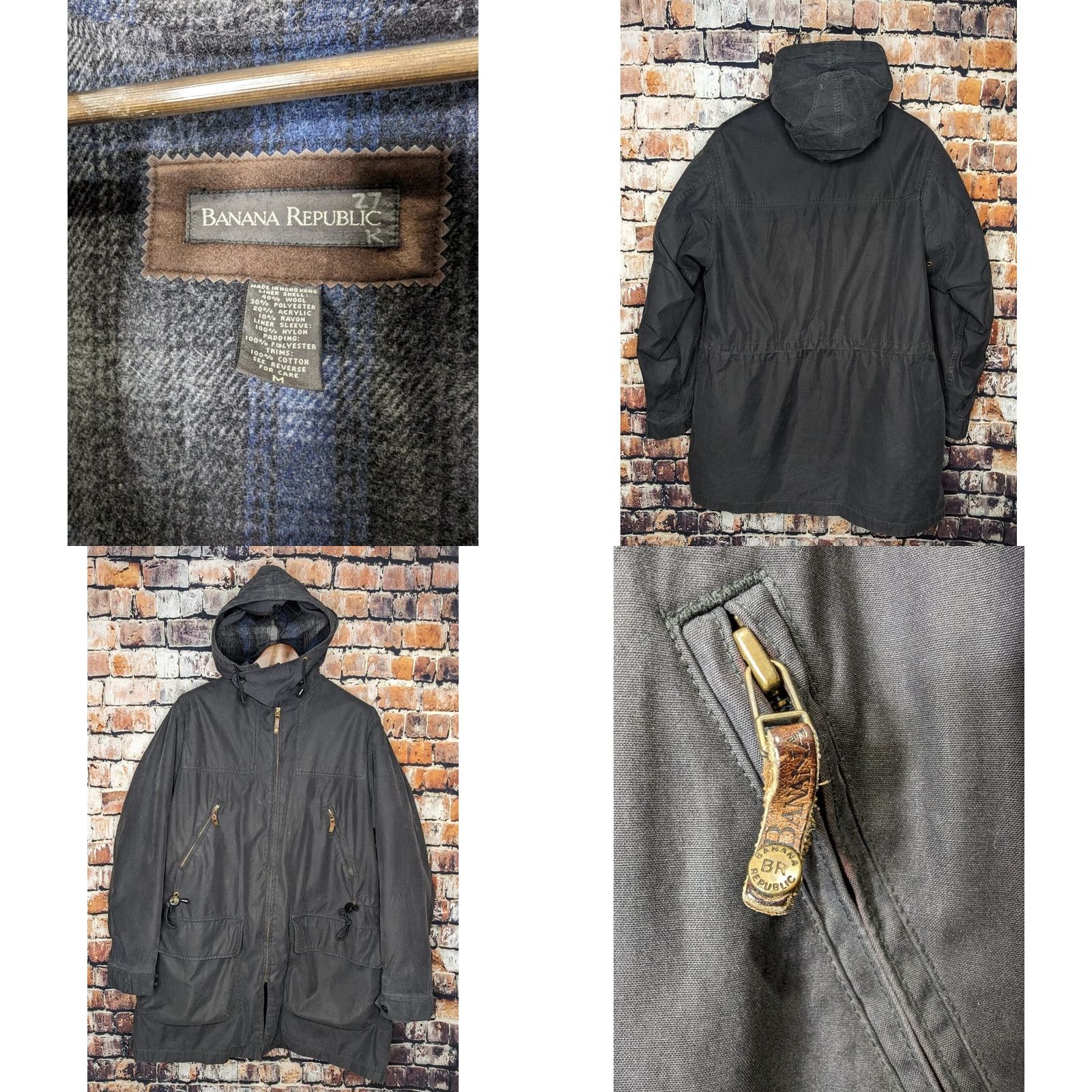 Banana Republic VINTAGE Banana Republic Overcoat Jacket Wool Liner Hood Men Medium Mac Navy Size US M / EU 48-50 / 2 - 8 Thumbnail