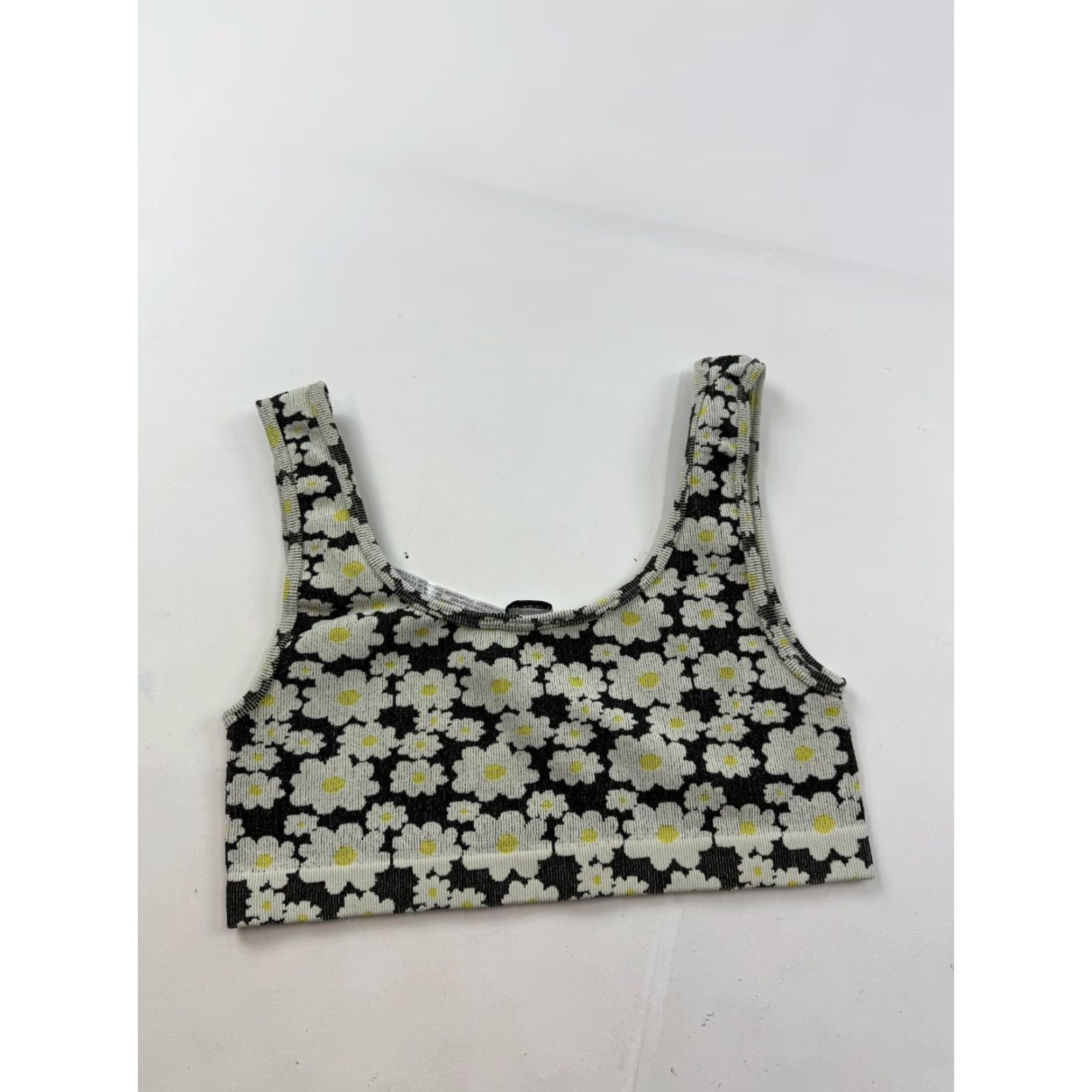 Zara Zara Tank Top Womens M-L Black White Daisy Floral Scoop Neck Cropped Stretch Sleeveless Slim Casual Summer Shirt Womens M-L Daisy Floral Tank Top Size M / US 6-8 / IT 42-44 - 5 Thumbnail