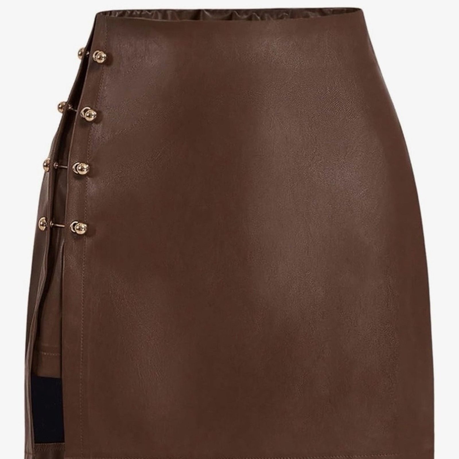 Other New Y2K Brown Faux Leather Mini Skirt size S Size 27" / US 4 / IT 40 - 8 Thumbnail