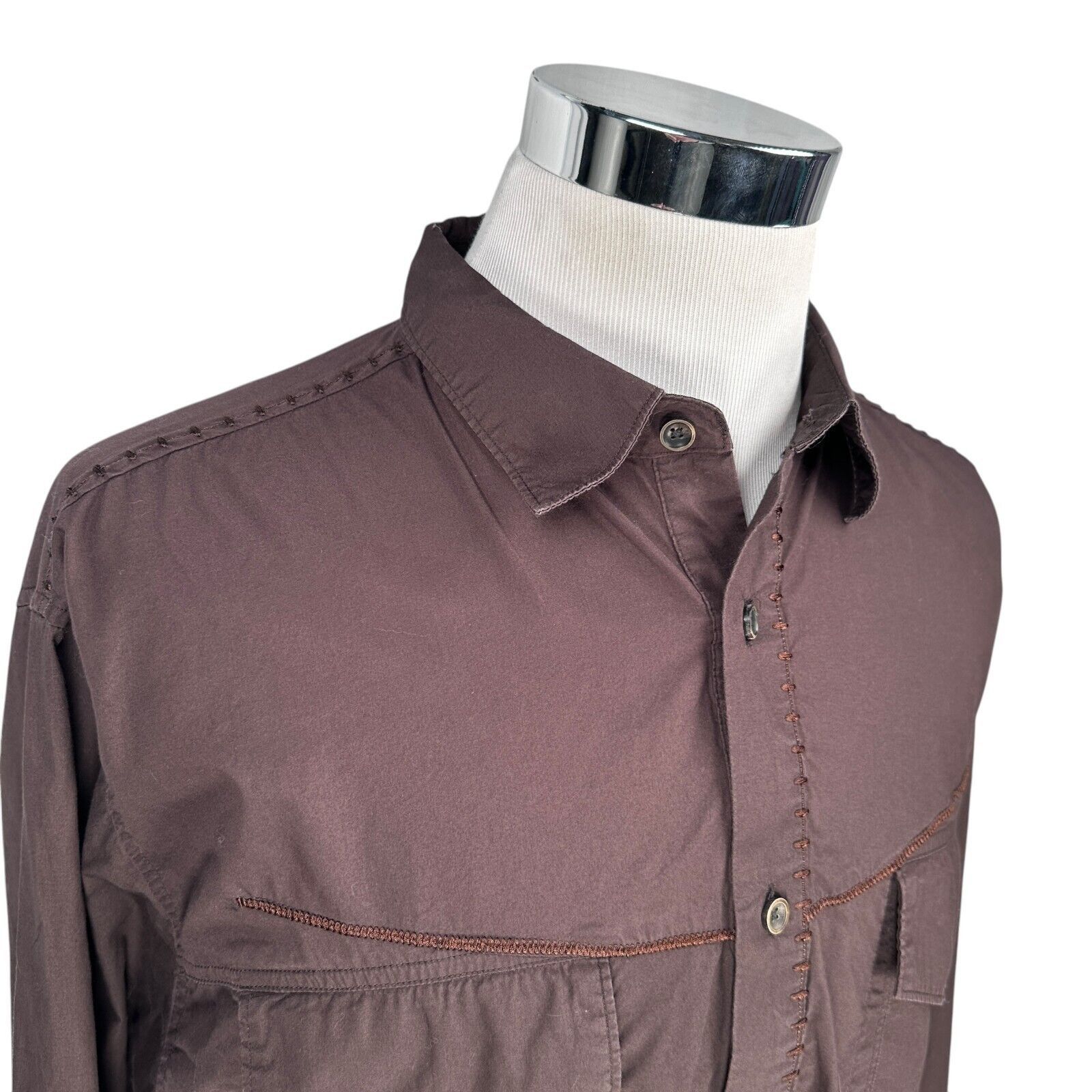 Other Marithé et François Girbaud Shirt Men’s 2XL Brown Button Up Size US XXL / EU 58 / 5 - 2 Thumbnail