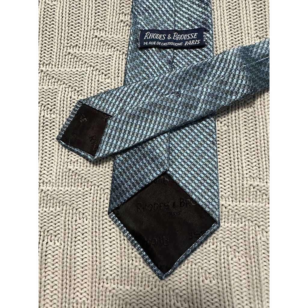 Vintage Vintage Rhodes & Brousse woven blue and silver silk tie Size ONE SIZE - 3 Thumbnail