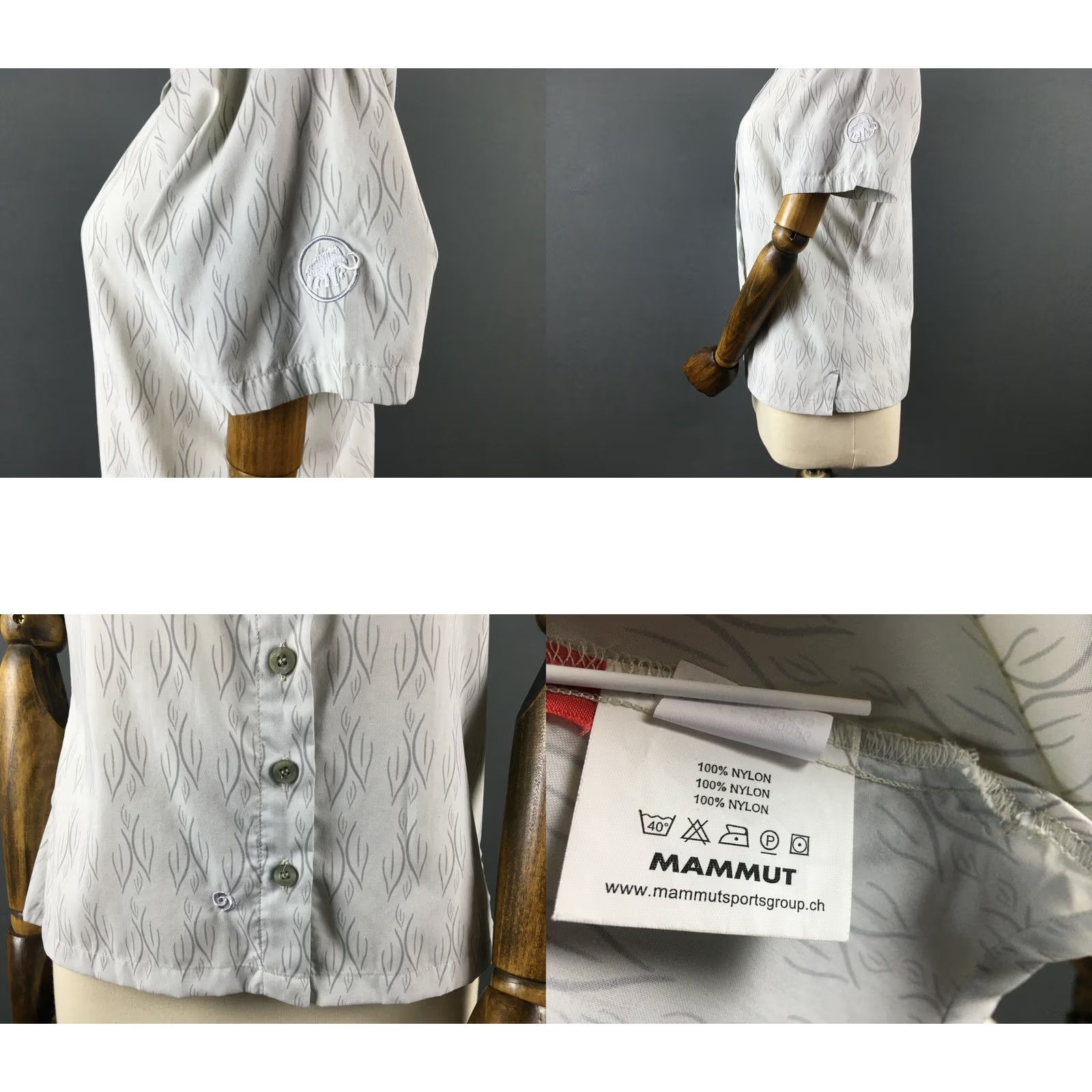 Mammut Mammut Gray Nylon Blouse Women M Short Sleeve Collared Embroidered Logo Floral Pattern Clothing Size M / US 6-8 / IT 42-44 - 8 Thumbnail