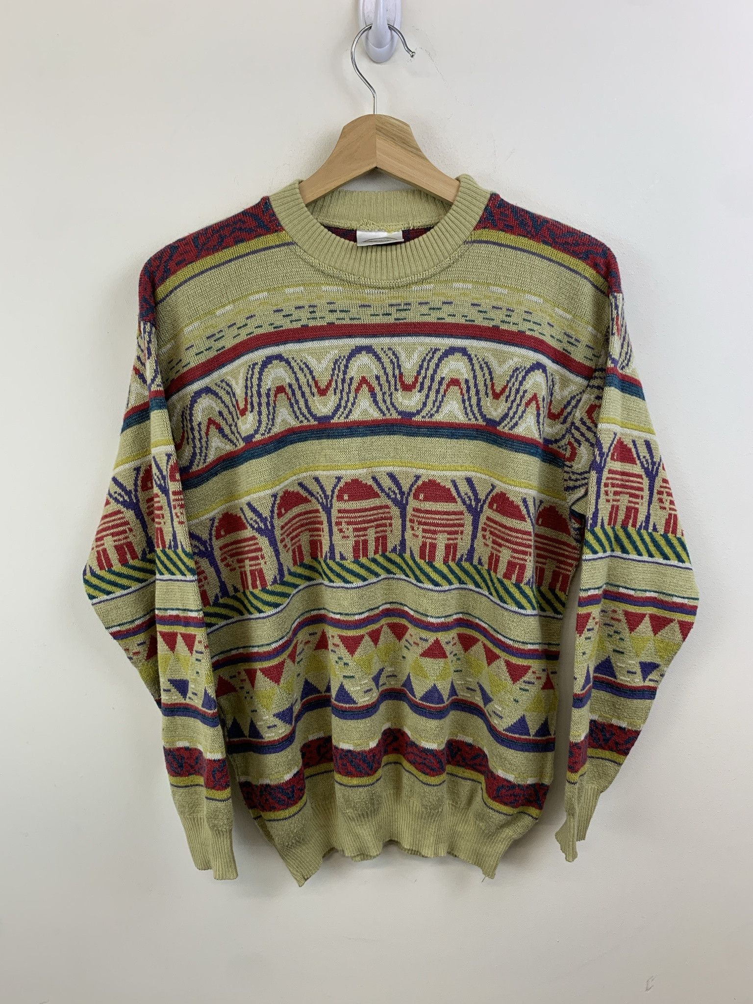 Other Vintage 1990s Elephant Stripe Knit Sweater Size M Size US M / EU 48-50 / 2 - 1 Thumbnail