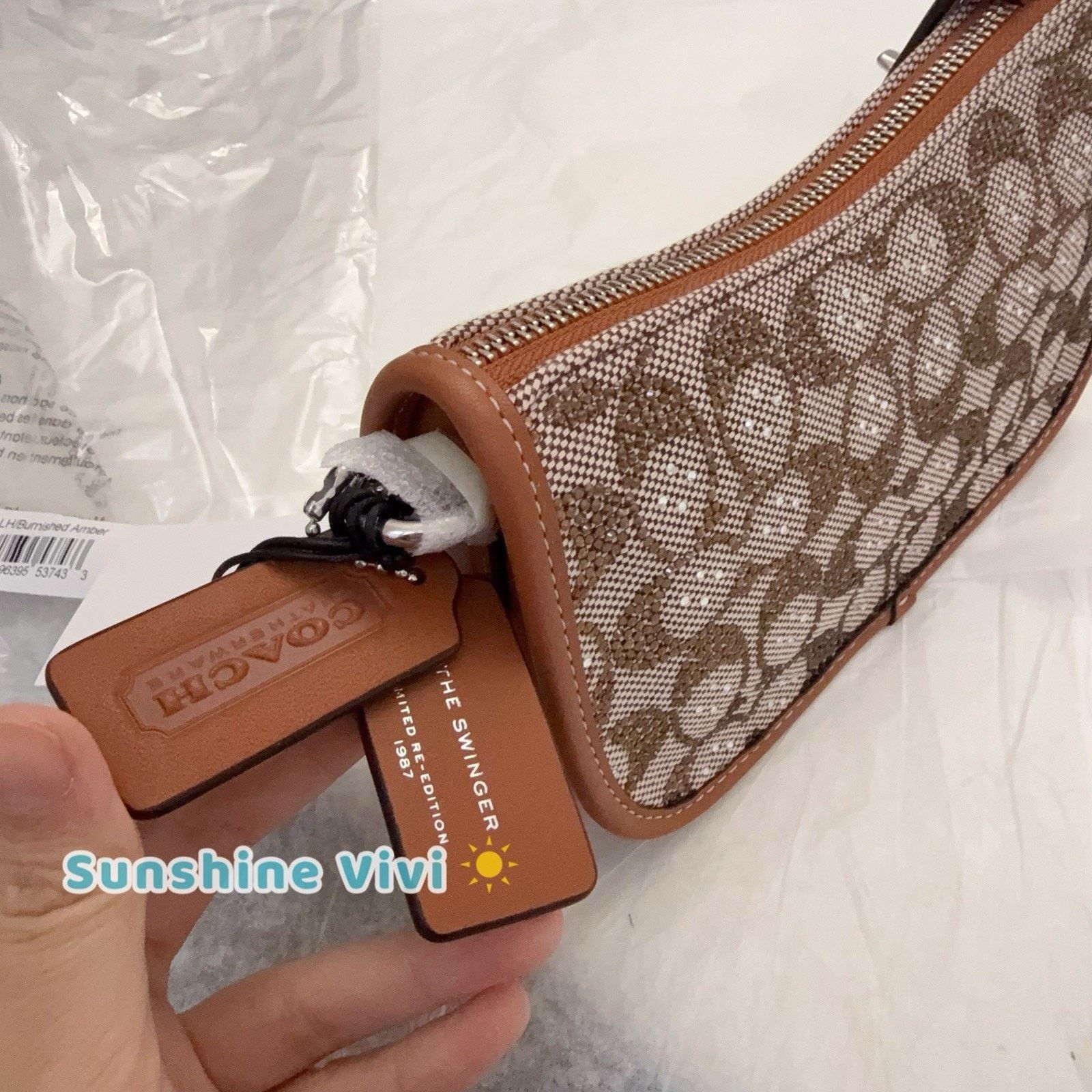 Coach NWT Coach Swinger 20 Bag Chain Crystal CW568 BURNISHED Amber Size ONE SIZE - 2 Thumbnail