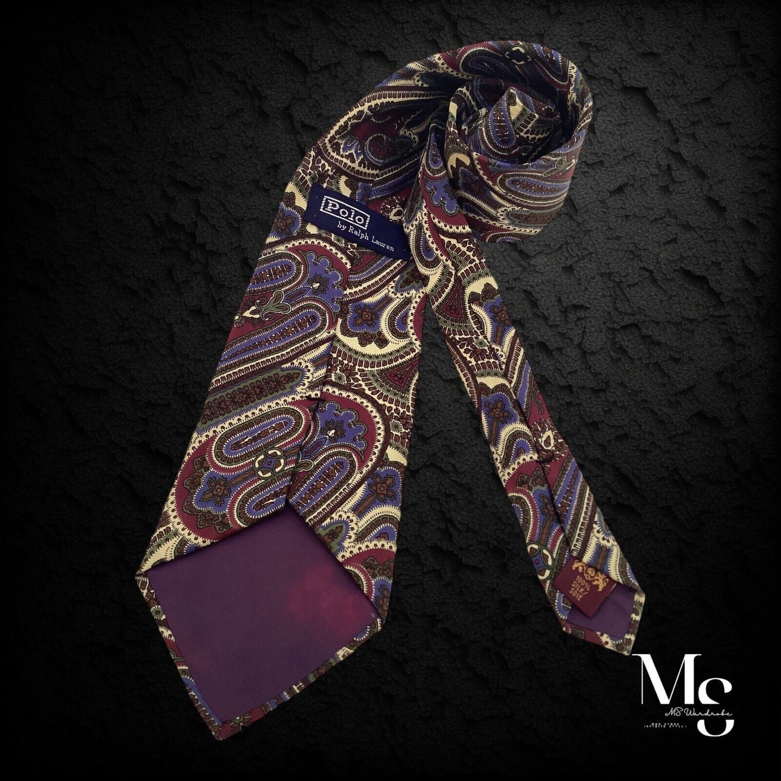 Polo Ralph Lauren POLO BY RALPH LAUREN Purple Paisley Luxury Silk Tie Made In Size ONE SIZE - 2 Thumbnail