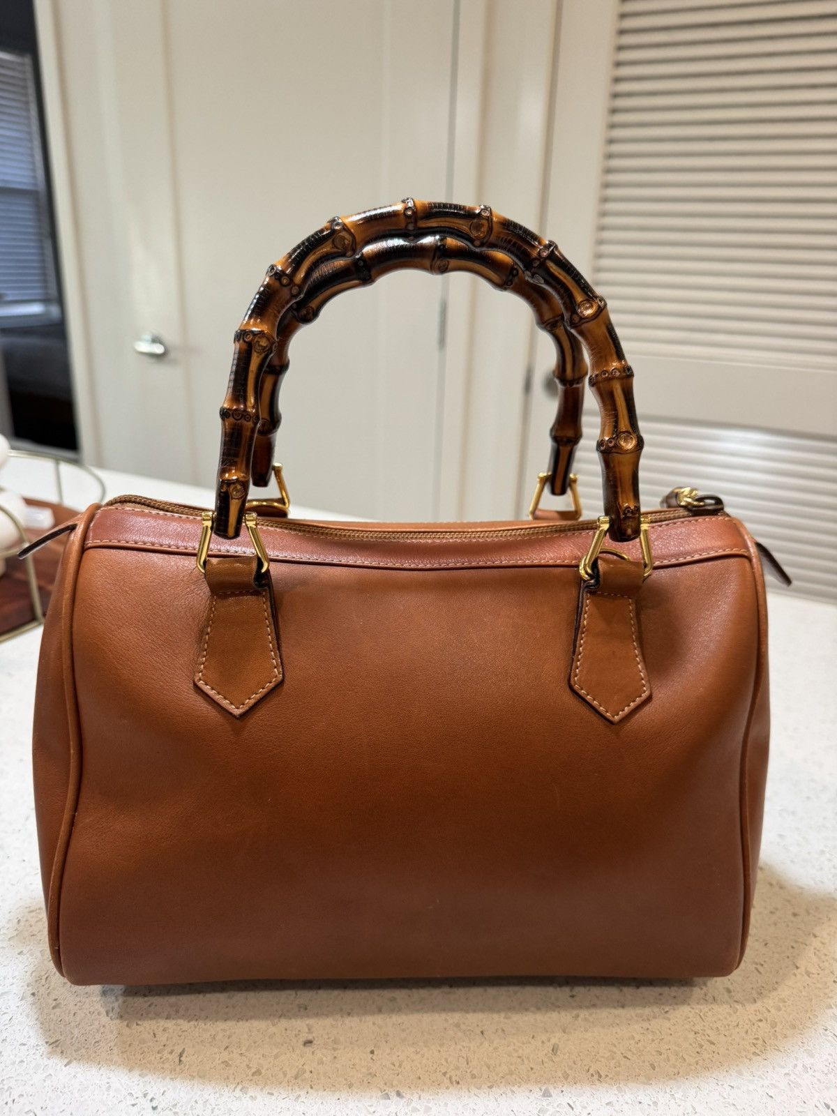Gucci Gucci Vintage Bamboo Handle Bag - Brown Leather with COA Size ONE SIZE - 7 Thumbnail
