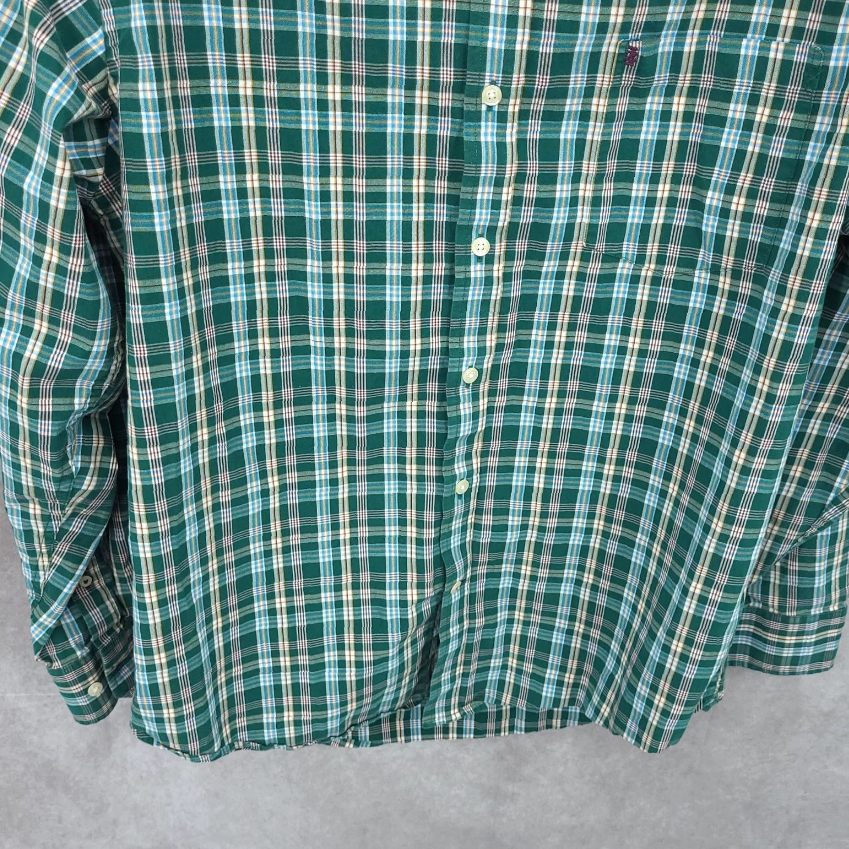 Izod Izod Shirt Mens Medium Green Plaid Premium Essentials Button Up Long Sleeve Shirt Size US M / EU 48-50 / 2 - 2 Thumbnail