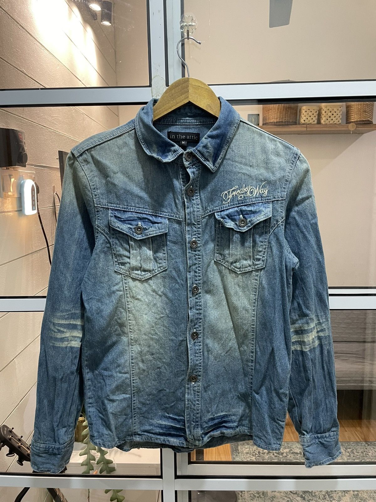 In The Attic In the Attic Japan Wash Denim Metal Button Up Shirt Size US M / EU 48-50 / 2 - 1 Thumbnail