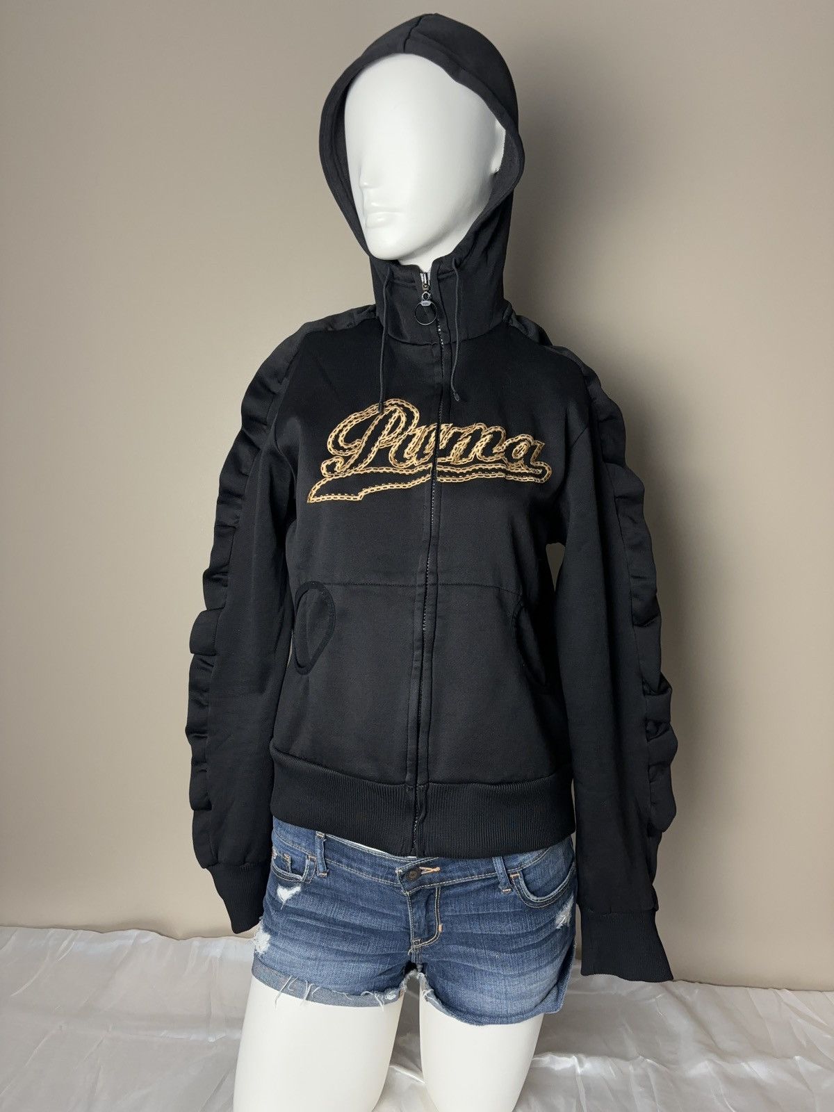 Puma PUMA Vintage Avant Garde Zip Hoodie Ruffles Sleeves y2k Size L / US 10 / IT 46 - 1 Thumbnail