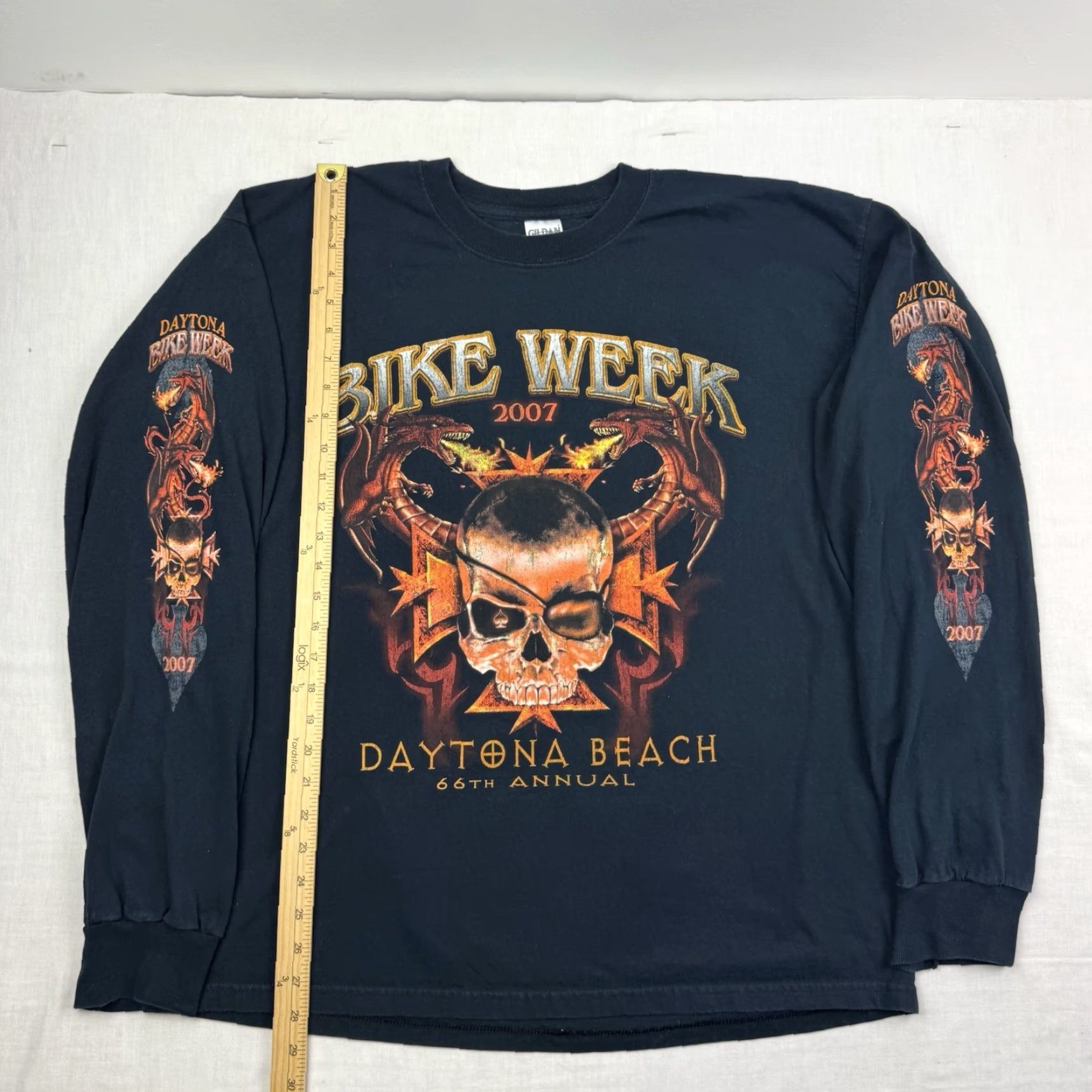 Gildan VINTAGE Bike Week Daytona Dragons T Shirt Long Sleeve Adult XL Black Gildan Graphic Print Crew Neck Punk Biker Grunge Y2K Size US XL / EU 56 / 4 - 4 Thumbnail