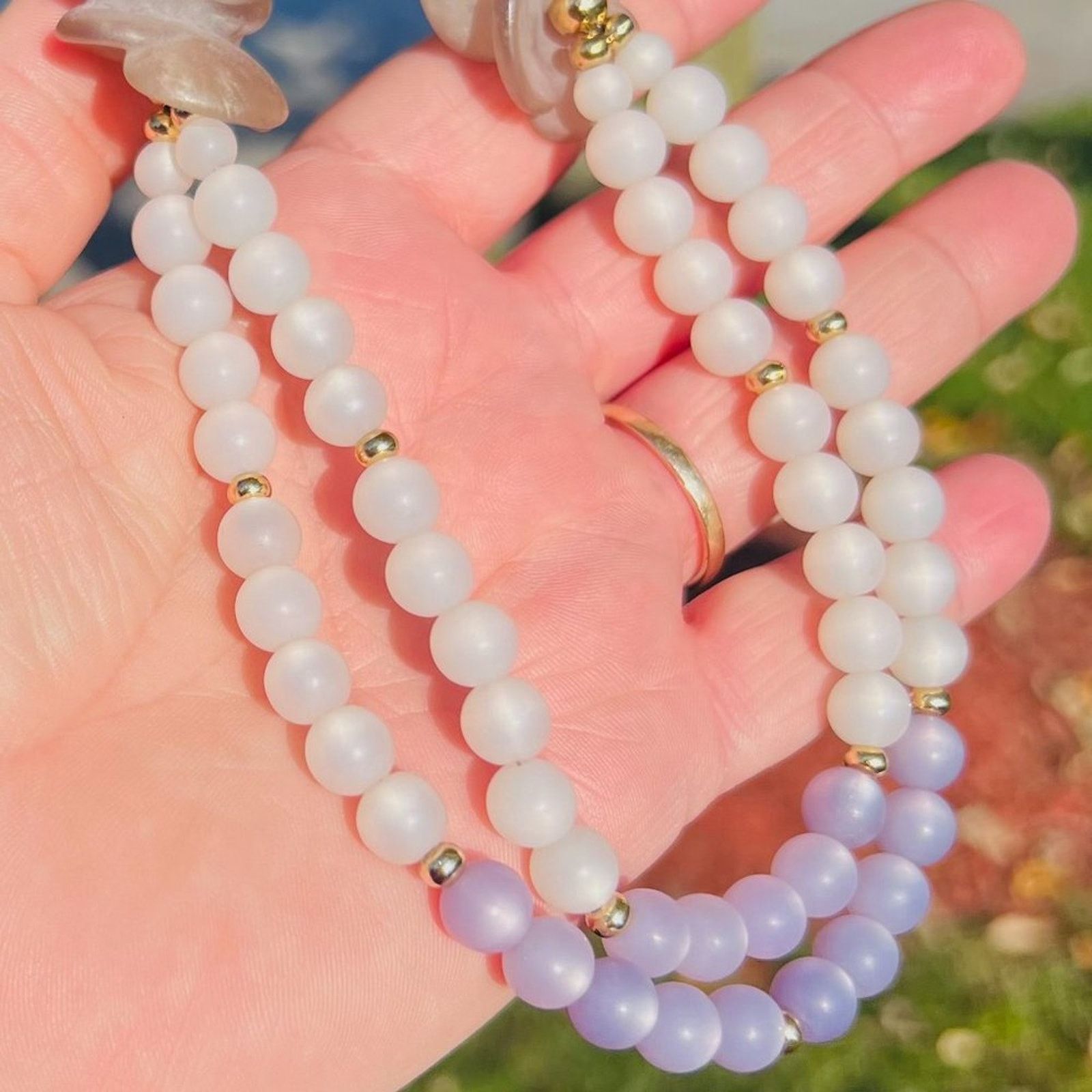 & Other Stories Vintage - Signed - Napier Lavender and White Flower Necklace Size ONE SIZE - 2 Thumbnail