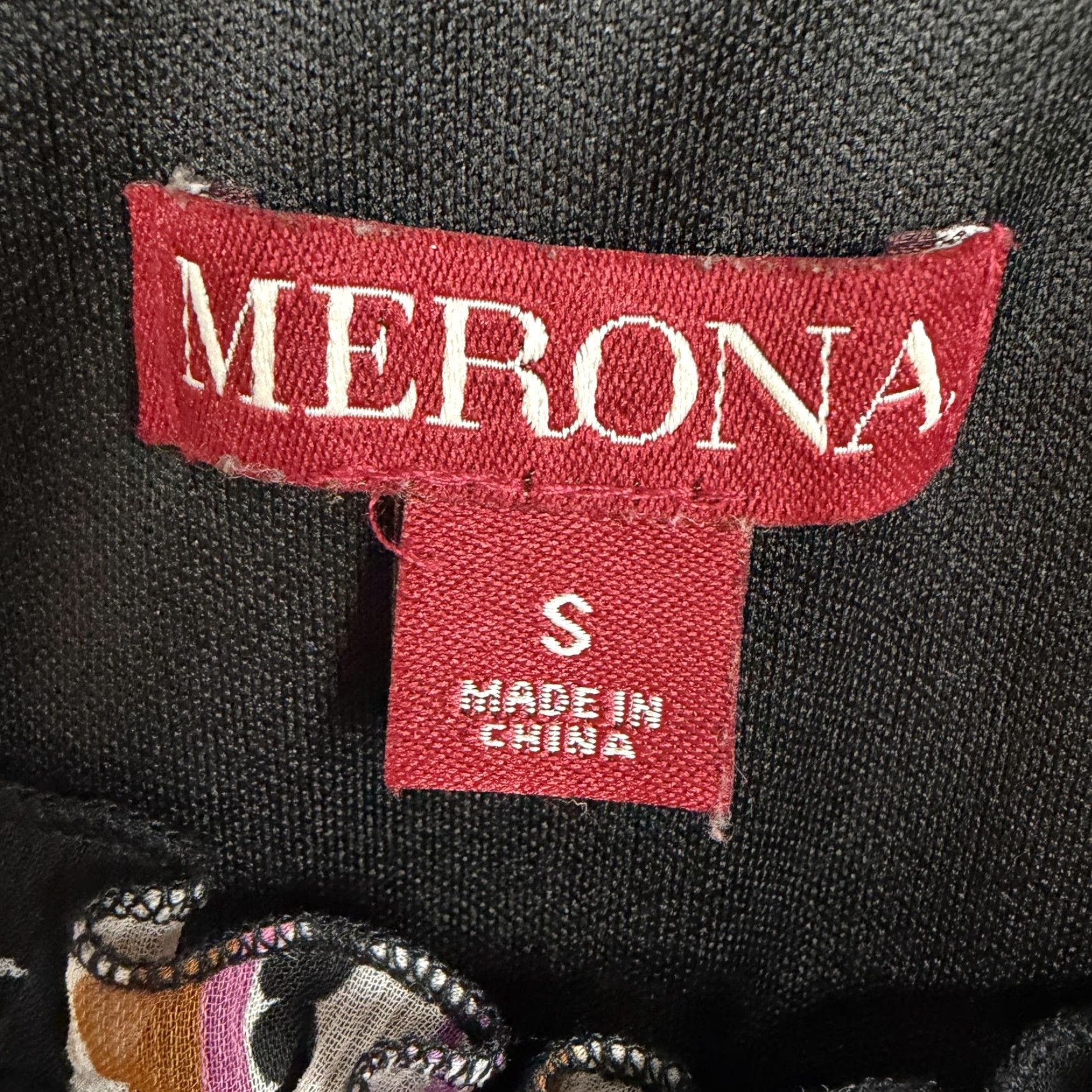 Merona Merona Dress A-line Small Black Geometric Striped Belt Ruffle Witchy Whimsigoth Size S / US 4 / IT 40 - 4 Thumbnail