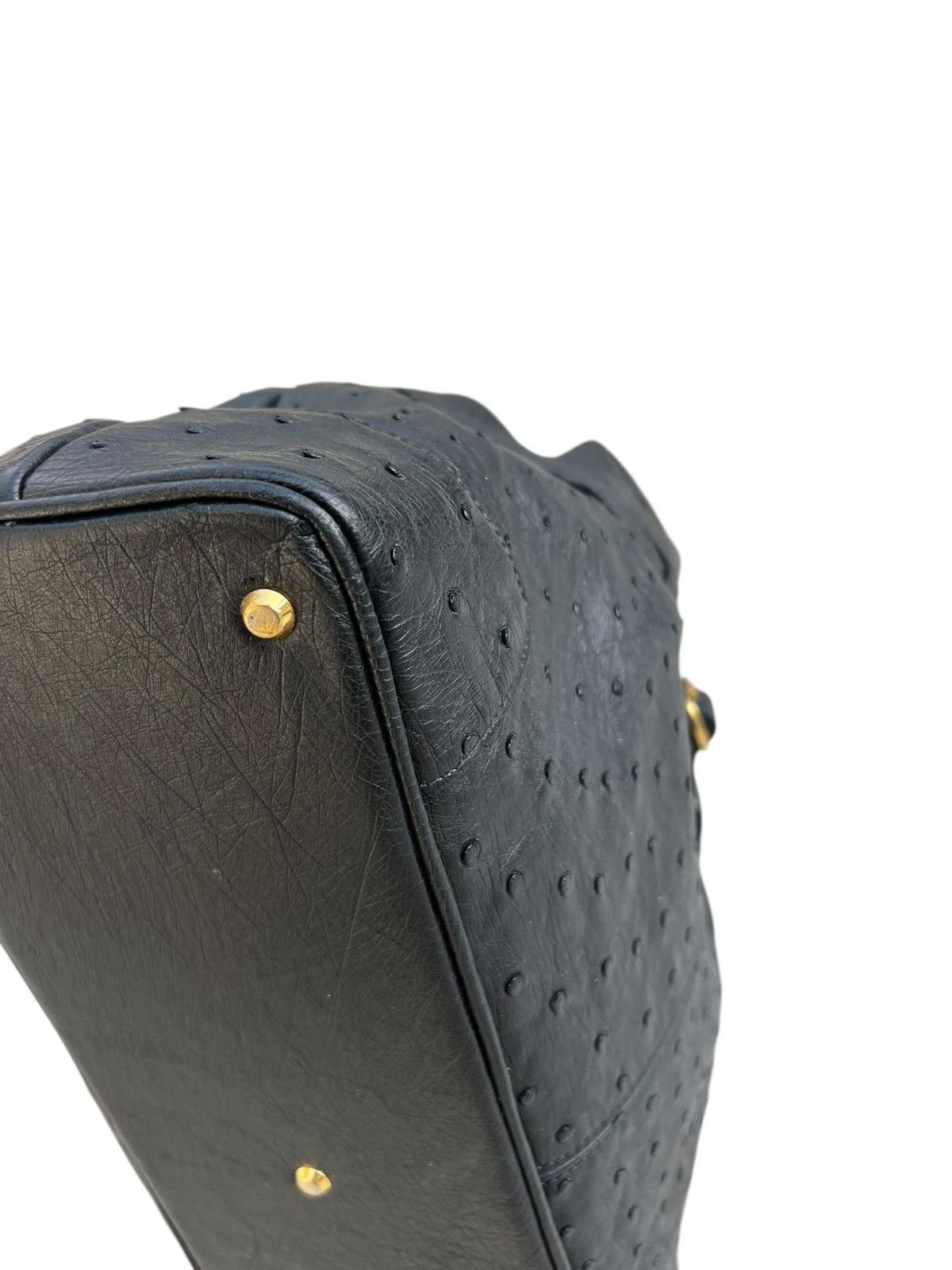 Leather Vintage JRA Japan Black Ostrich Leather Bag Size ONE SIZE - 15 Thumbnail