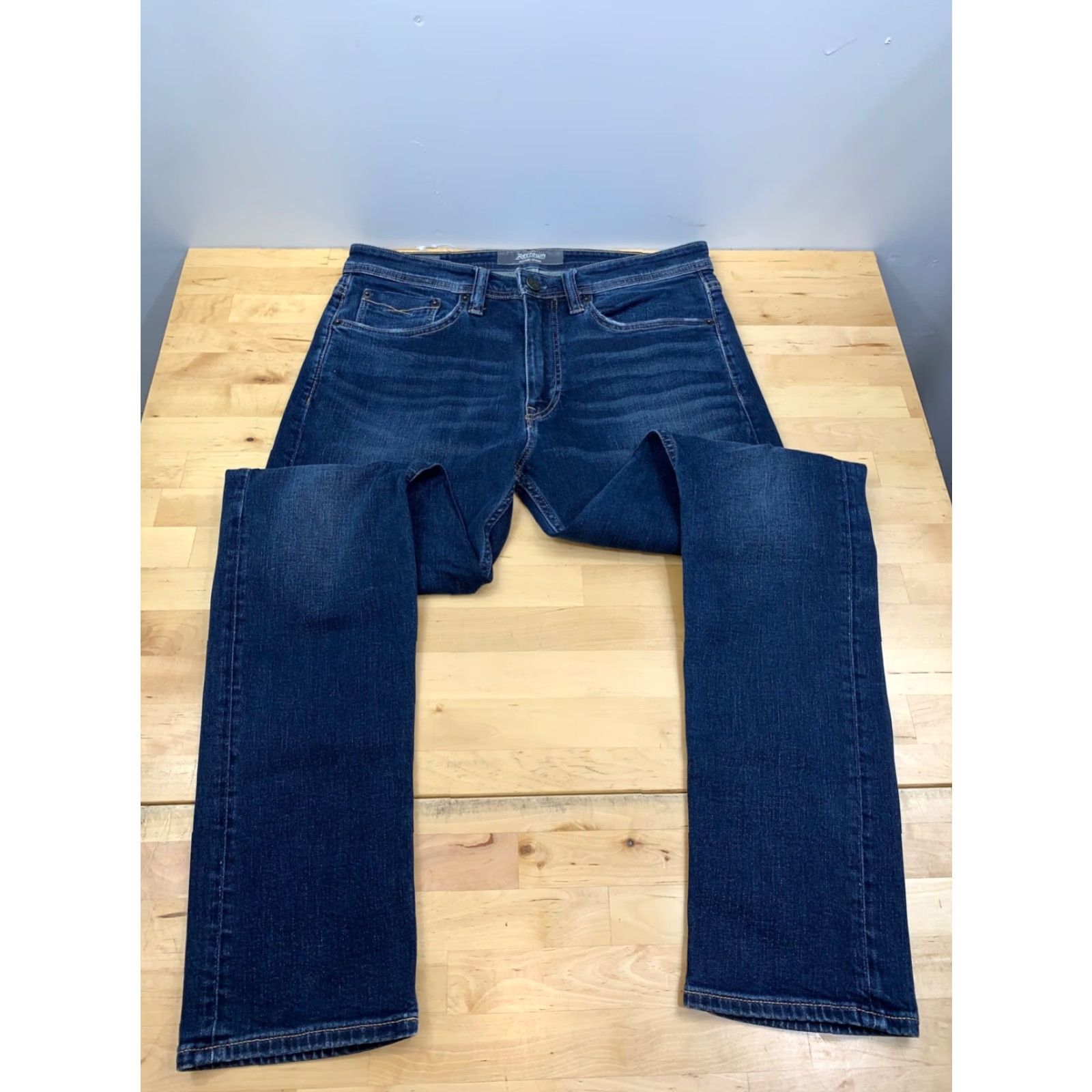 Denime Revtown Jeans Tapered Denim 31x31 Mens Blue Dark Wash Slim Regular 8753 Jeans Men Size US 31 - 2 Thumbnail