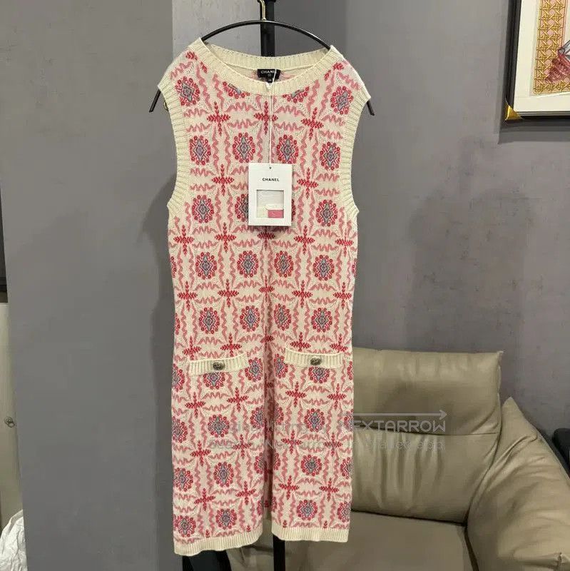 Chanel Pink Wool Blend Dress .