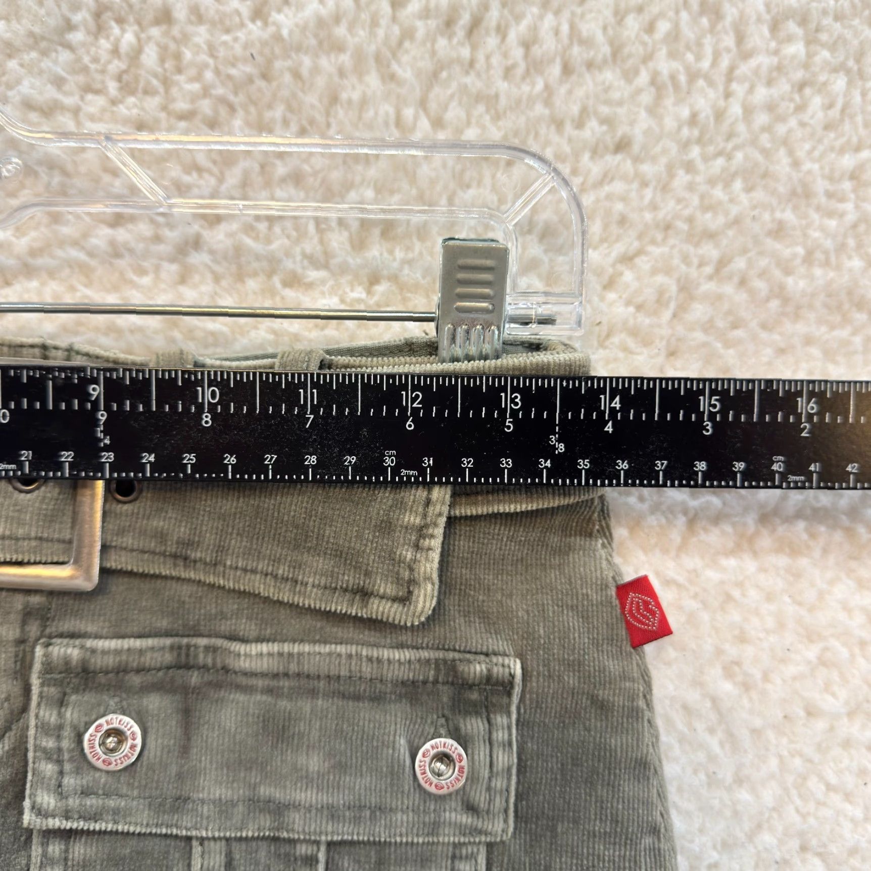 Vintage Y2K Vintage Corduroy Mini Skirt Olive Green Low Rise Belted Cargo 0 2 24 25 Women's Womens Grunge Hot Kiss Corduroy Skirt Size 25" / US 0 / IT 36 - 6 Thumbnail