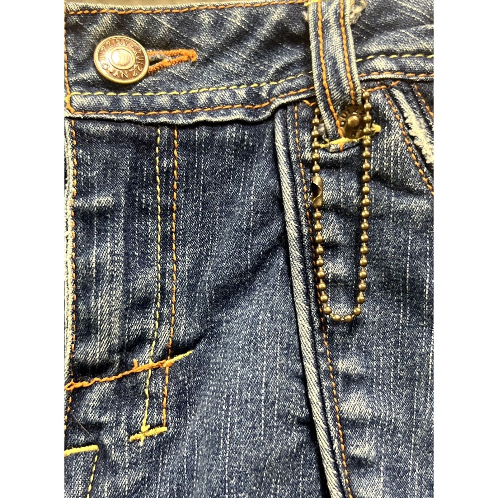 Denime Quizz New York Dark Denim Midi Stretch Skirt Women 7/8 Blue Zipper Button Casual Vintage? Size 28" / US 6 / IT 42 - 7 Thumbnail