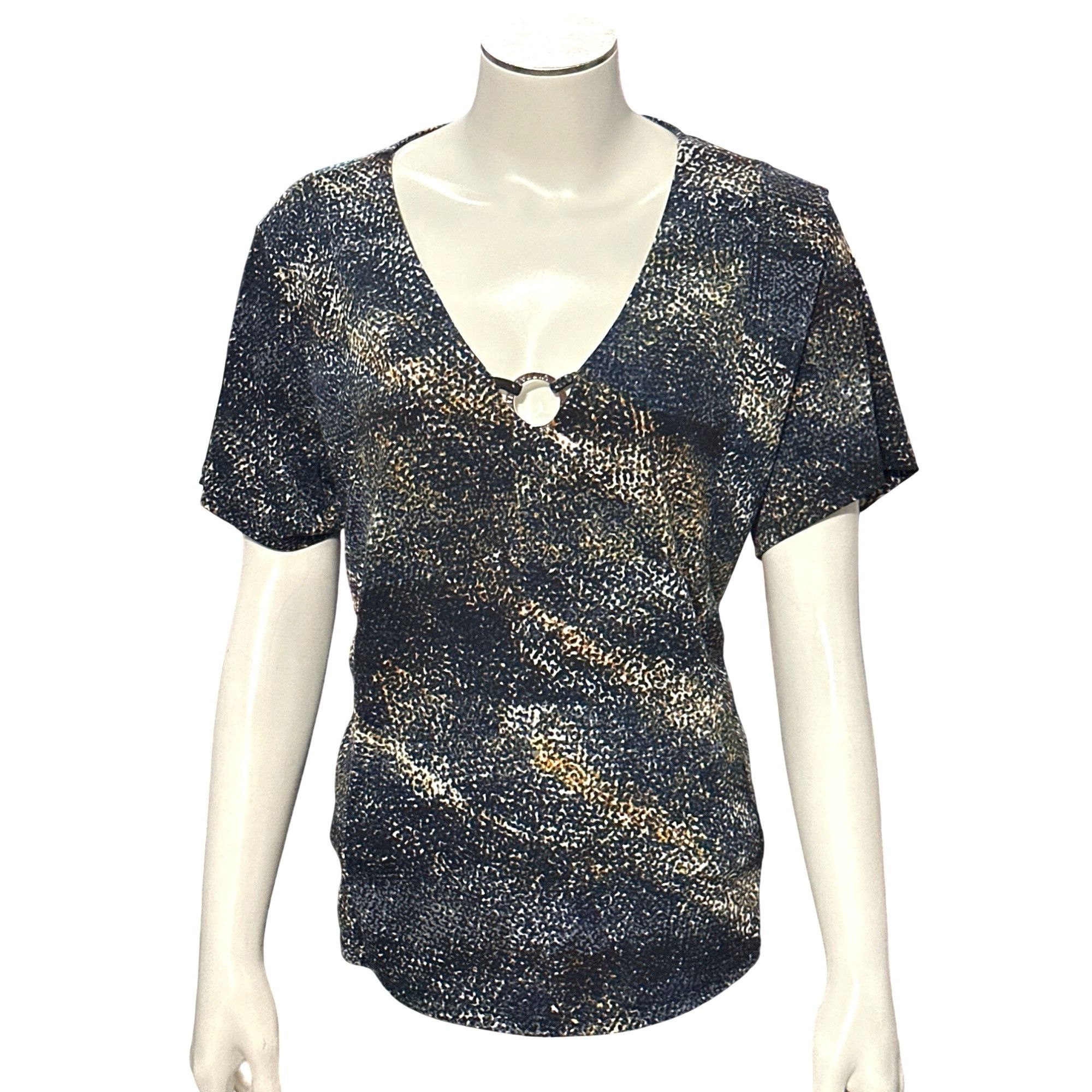 Other Adrienne Vittadini Metallic Ring Detail Short Sleeve Top In Size XL / US 12-14 / IT 48-50 - 2 Thumbnail
