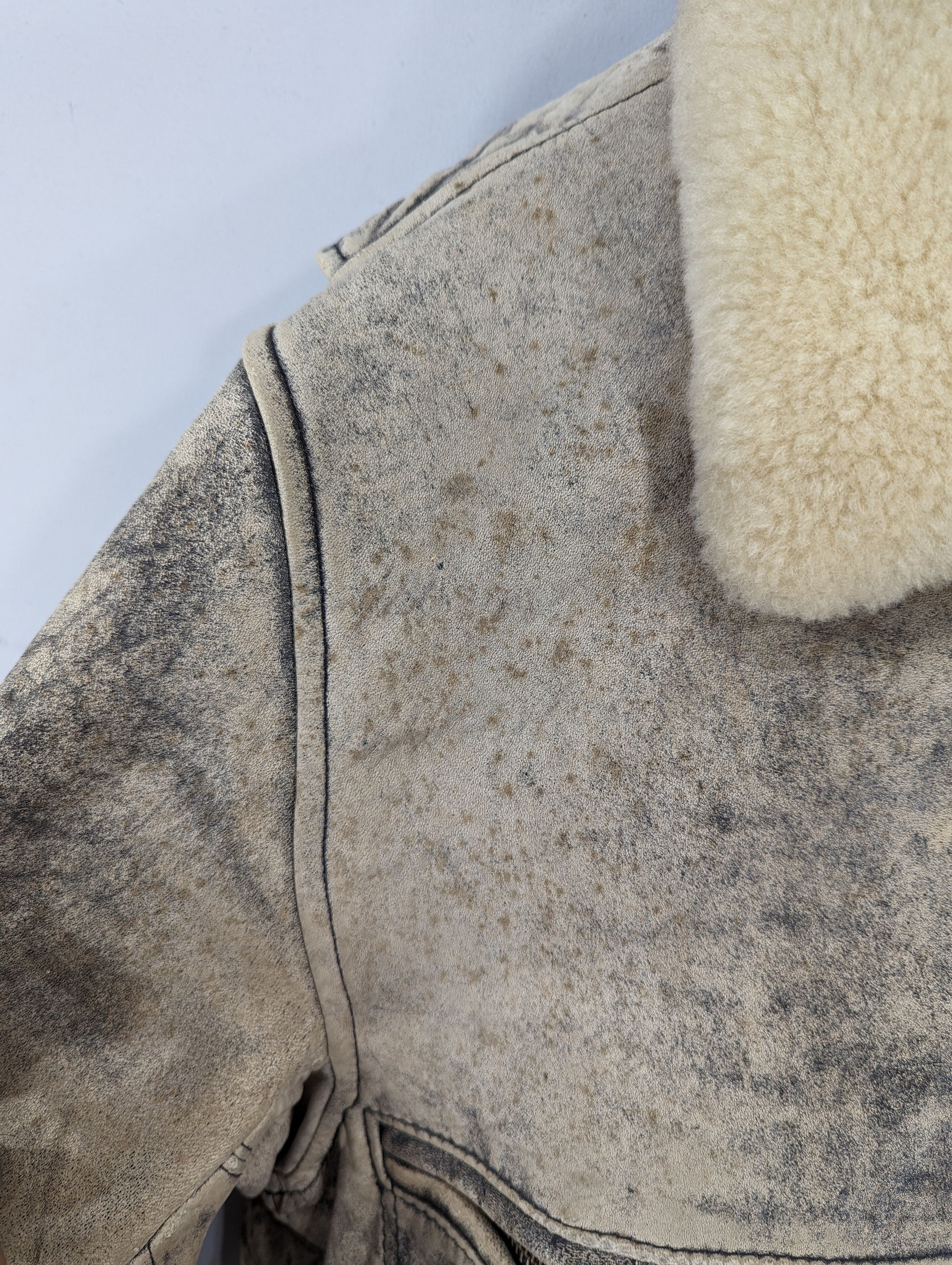 Vintage 🔥Vintage England Soft Leather Distressed Sherpa Jacket Size US L / EU 52-54 / 3 - 9 Thumbnail
