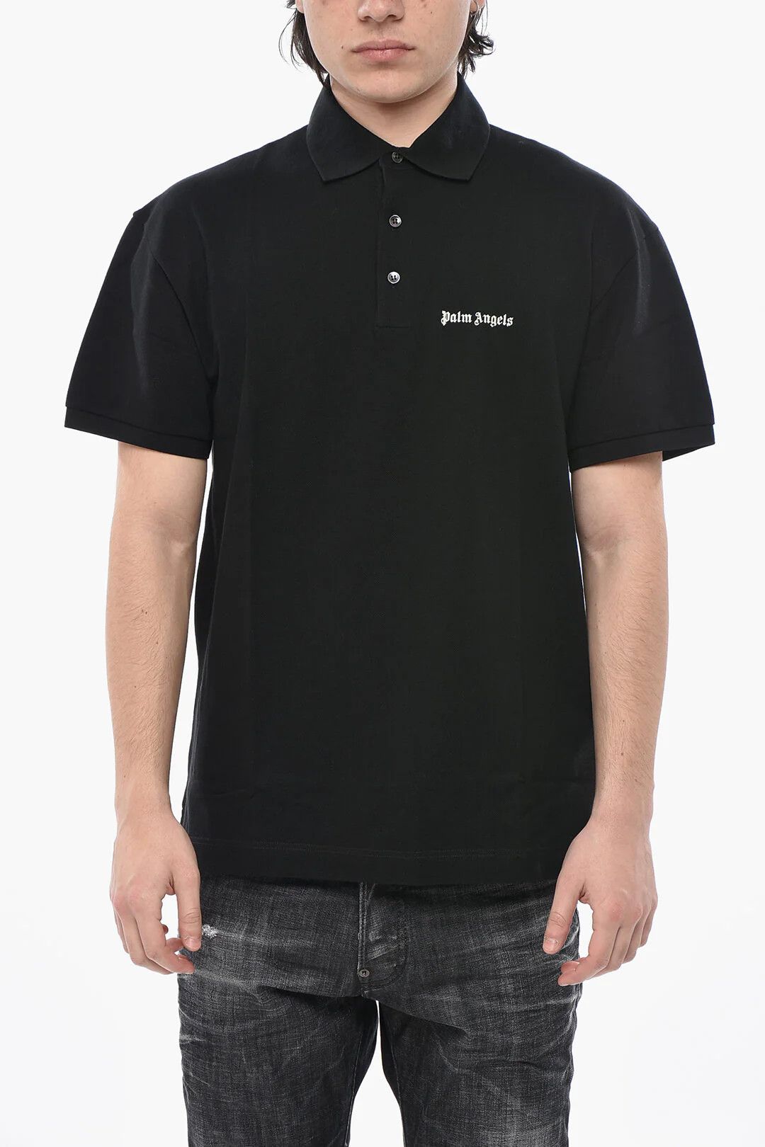 Palm Angels og1mm0226 Cotton Piqué Polo Shirt in Black Size US XL / EU 56 / 4 - 1 Thumbnail