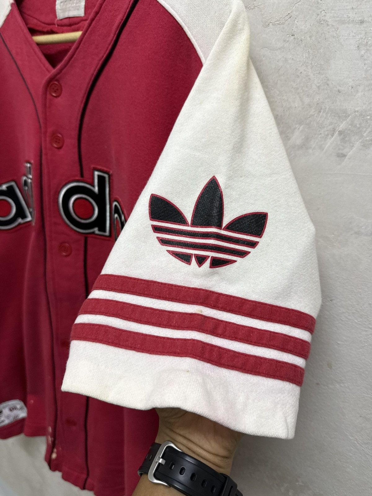 Adidas Vintage 90s Adidas Short Sleeve Distressed Sweatshirt Size US L / EU 52-54 / 3 - 4 Thumbnail