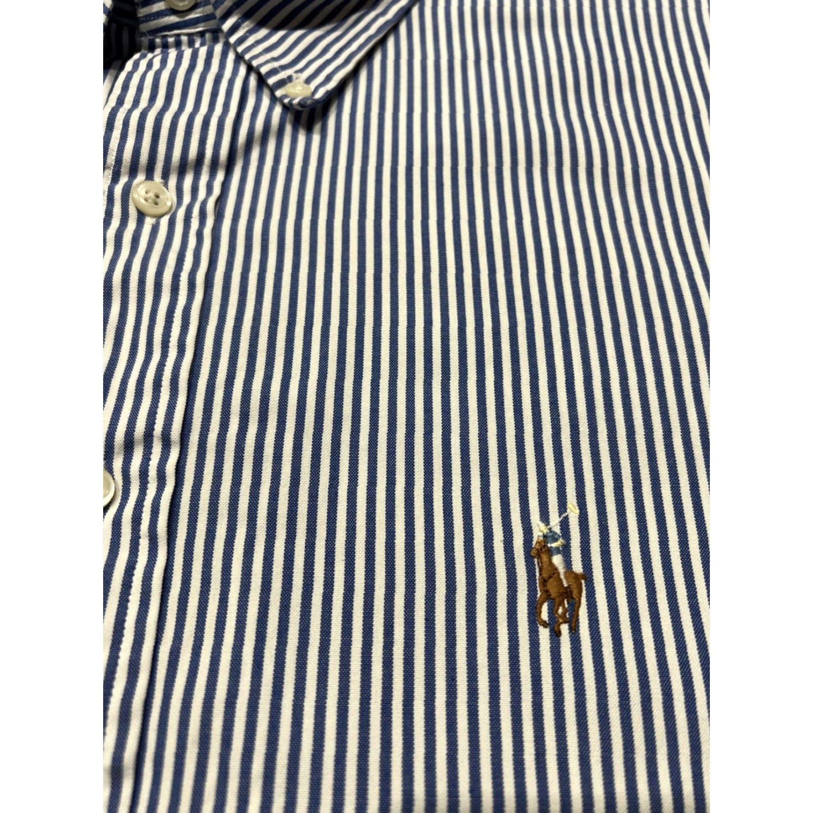 Ralph Lauren VINTAGE? (No) 90s Ralph Lauren Polo Yarmouth Oxford Shirt Mens 17 34 Stripe Blue Flesh Pony Size US XL / EU 56 / 4 - 2 Thumbnail
