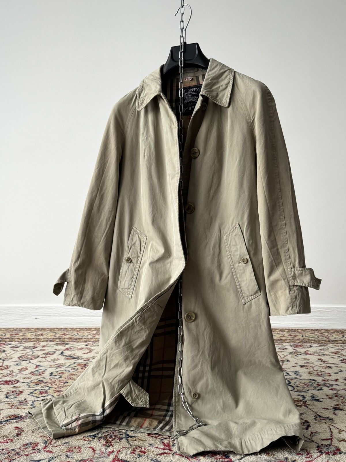 Burberry Vintage 80s Burberrys Women’s Single Raglan Balmacaan Coat Size S / US 4 / IT 40 - 3 Thumbnail