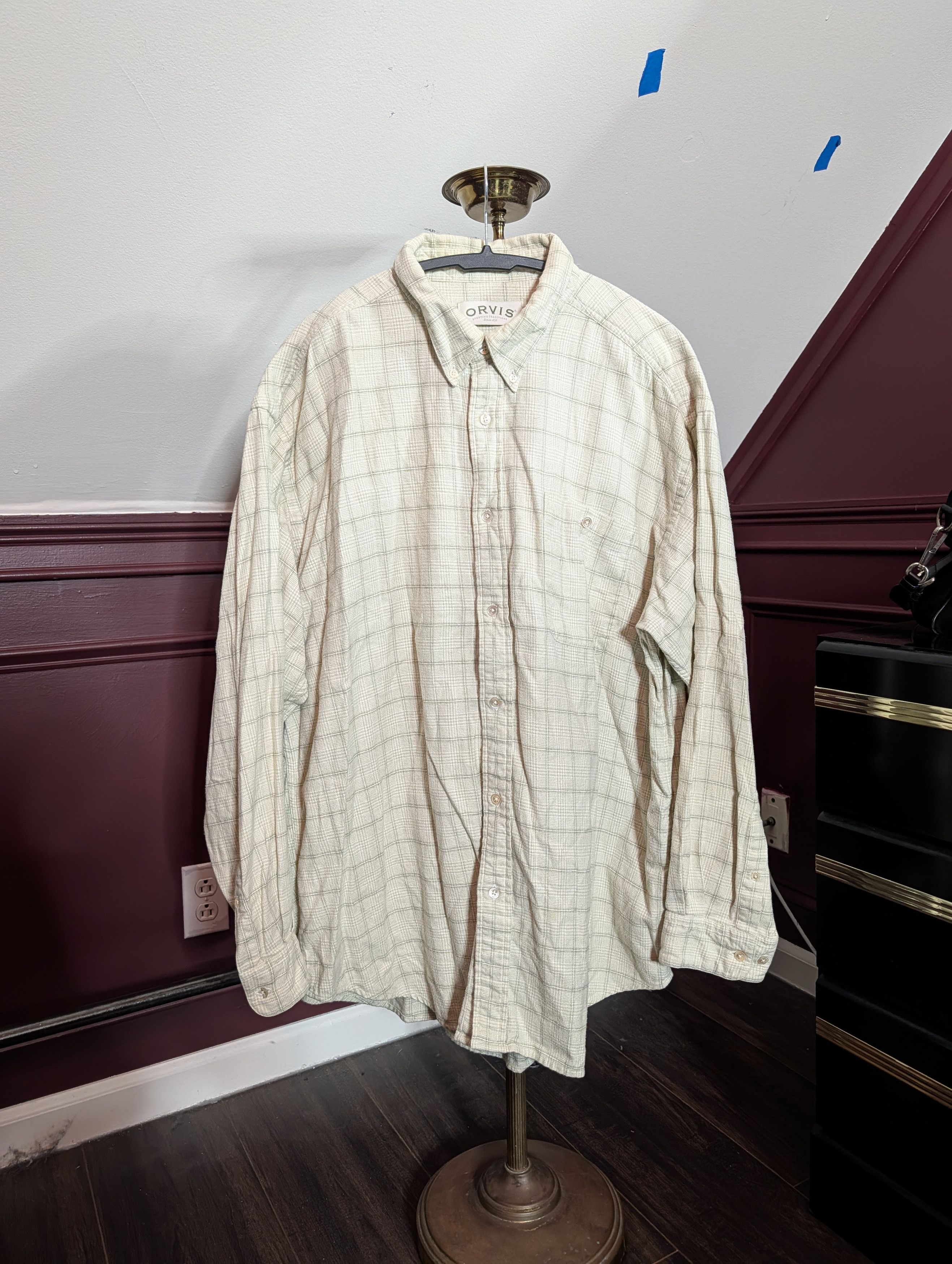 Orvis Vtg heavy flannel cotton check Portugal button-down shirt Size US XL / EU 56 / 4 - 1 Thumbnail