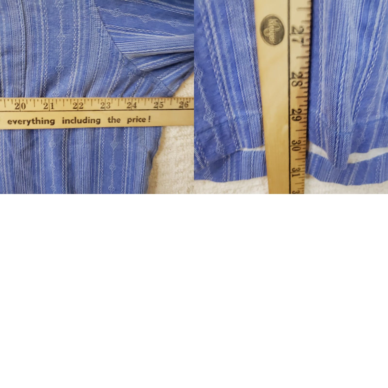 Tommy Bahama Tommy Bahama XL Blue Silk Denim Look Button-Up Shirt Striped Short Sleeve Embroidered Pocket Vintage Not Required Mens Casual Beach Coastal 90s Theme Size US XL / EU 56 / 4 - 10 Thumbnail
