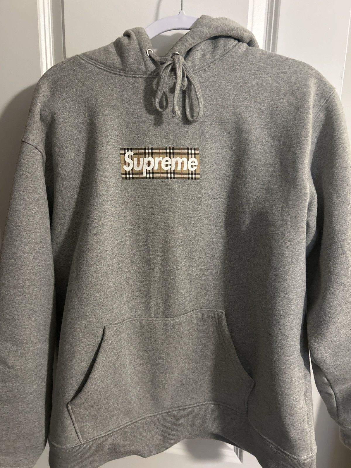 image of Burberry Box Logo Hoodie Grey, Men's (Size Medium)