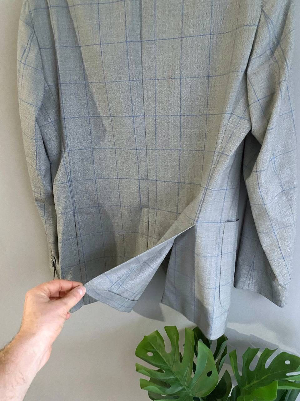 Boggi Boggi Milano 120's Wool Gray/Blue Сhecked Men's Blazer, 46R Size 46R - 13 Thumbnail