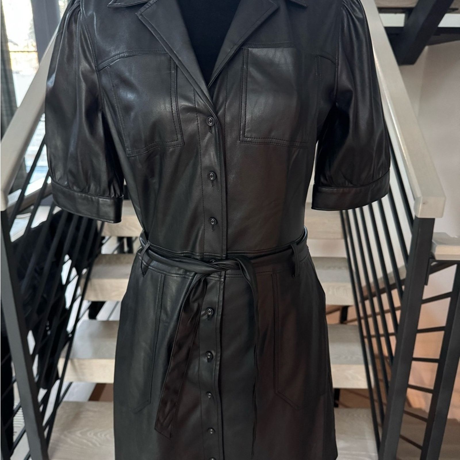 Paige New PAIGE Black Faux Leather Mini Dress size S Size S / US 4 / IT 40 - 9 Thumbnail