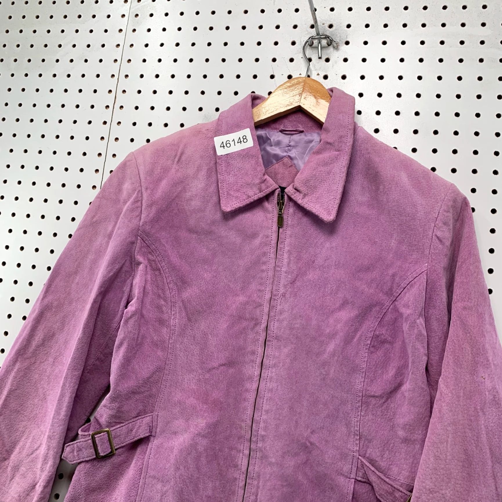 Vintage Relativity Suede Jacket Womens Medium Purple Zip Collared Jacket Size M / US 6-8 / IT 42-44 - 4 Thumbnail