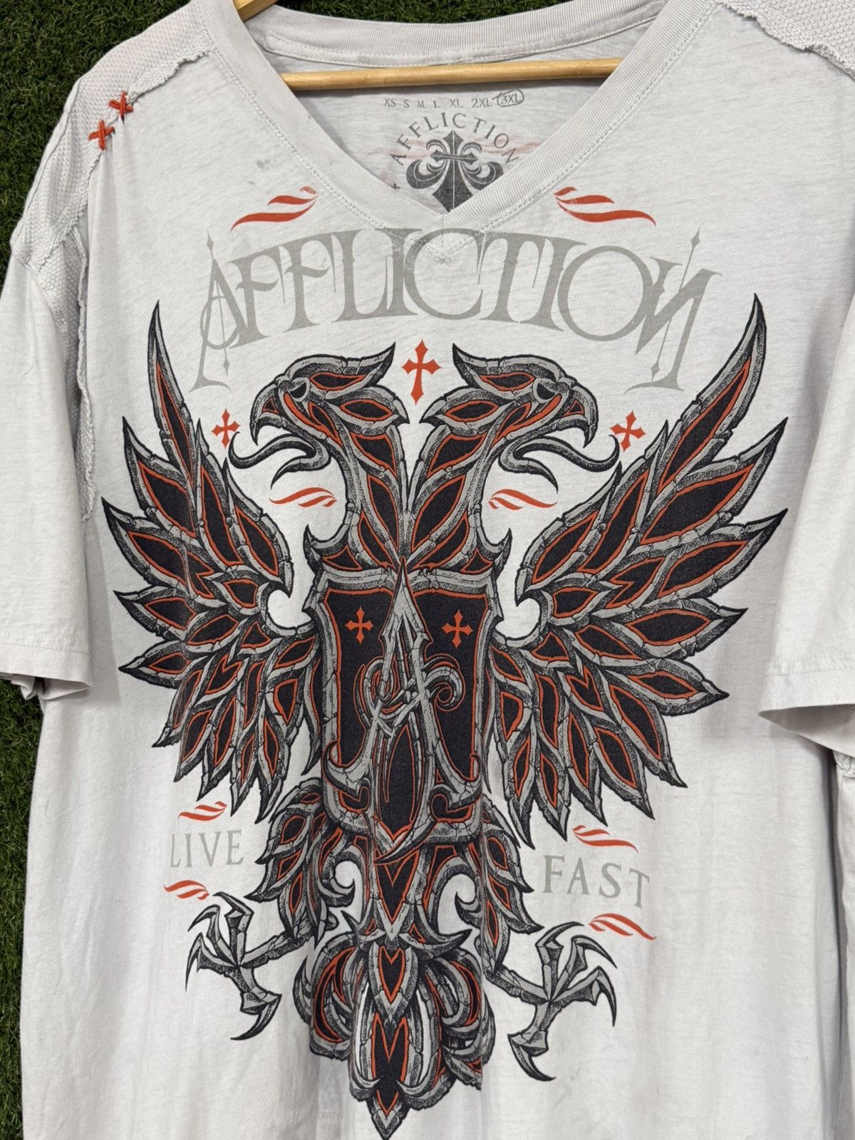 Affliction Affliction Eagle Distressed Y2K Chrome Metal Tee White 3XL Size US XXL / EU 58 / 5 - 4 Thumbnail