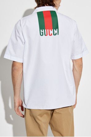 Gucci o1mt1gz0226 Regular Fit Cotton Shirt With Web In White Size US M / EU 48-50 / 2 - 4 Thumbnail