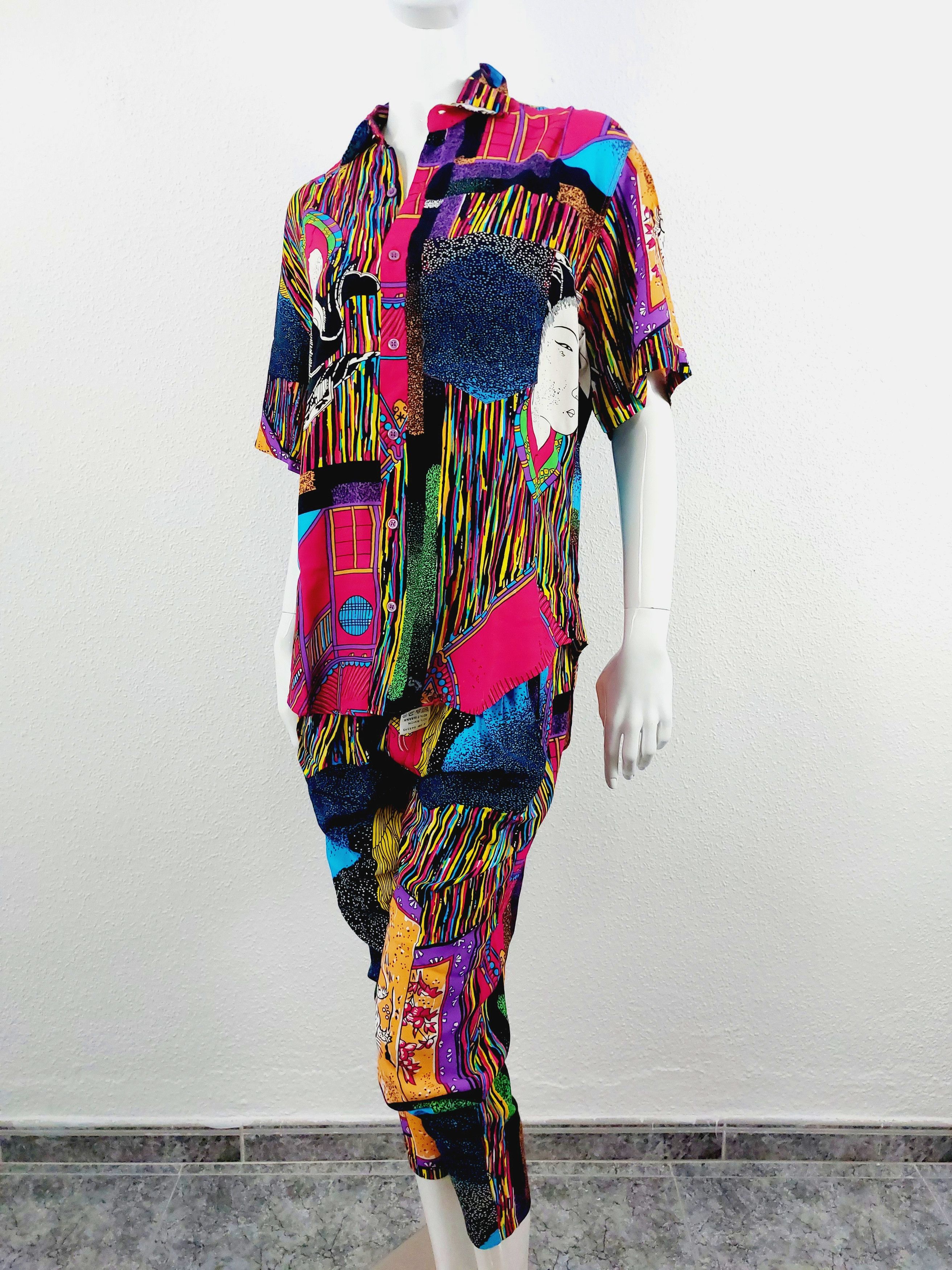 Marithe + Francois Girbaud Marithe + Francois Girbaud Dragon Tiger Boho Shirt Pants Set Size M / US 6-8 / IT 42-44 - 2 Thumbnail