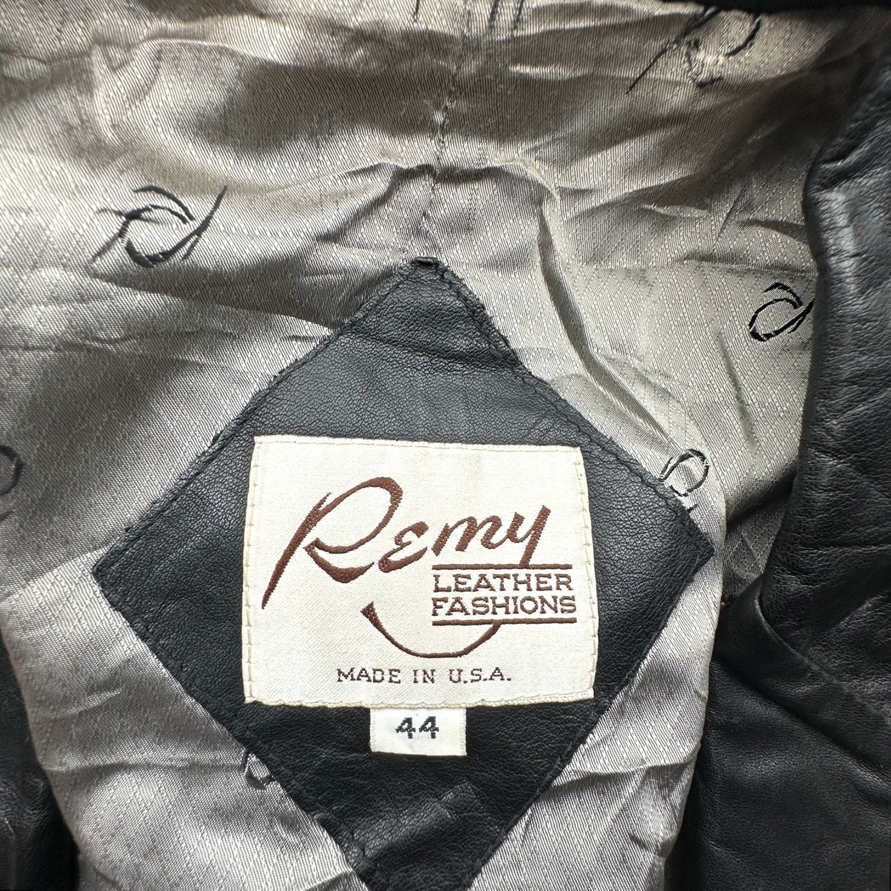 Vintage VINTAGE Remy Leather Blazer Sport Coat Mens 44 Large Black Lined Two Button Coat Mens Size 44R - 3 Thumbnail
