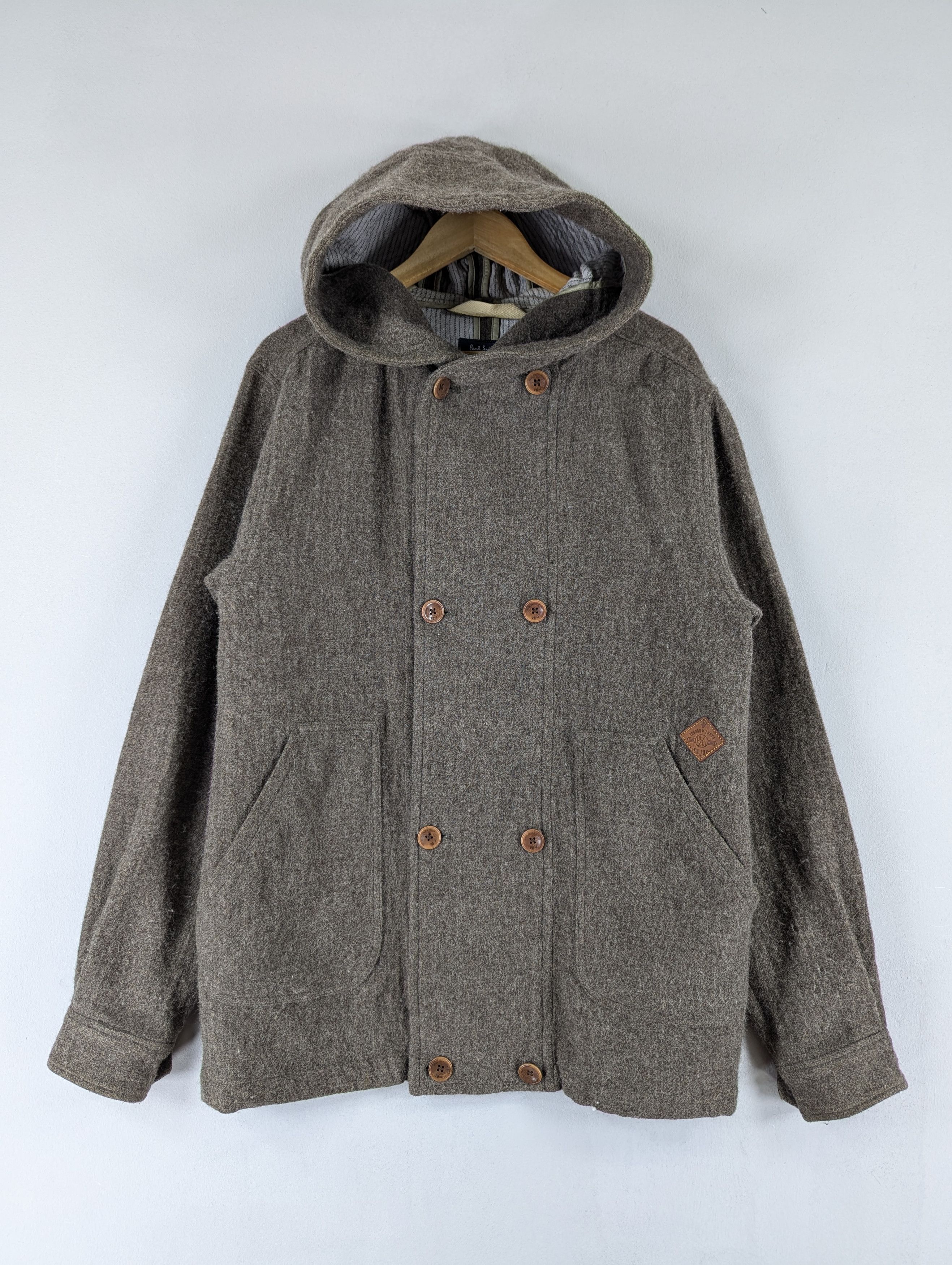 Designer × Paul Smith Paul Smith Cotton Wool Mix Tweed Double Hood Coat Jacket Size US L / EU 52-54 / 3 - 1 Thumbnail