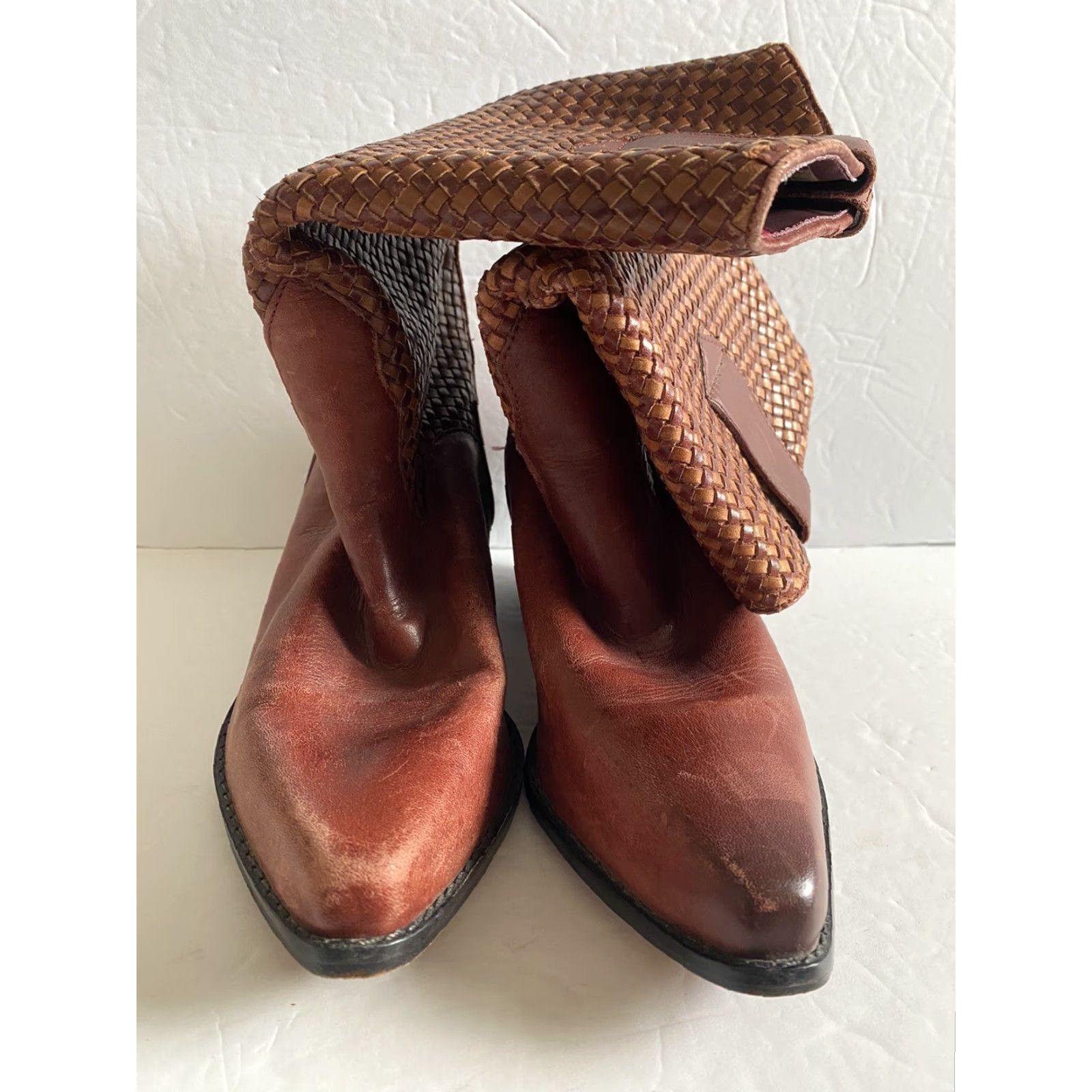 Vintage Dingo Boots Womens 7M Brown Woven 12-18293 Pull On Size US 7 / IT 37 - 7 Thumbnail