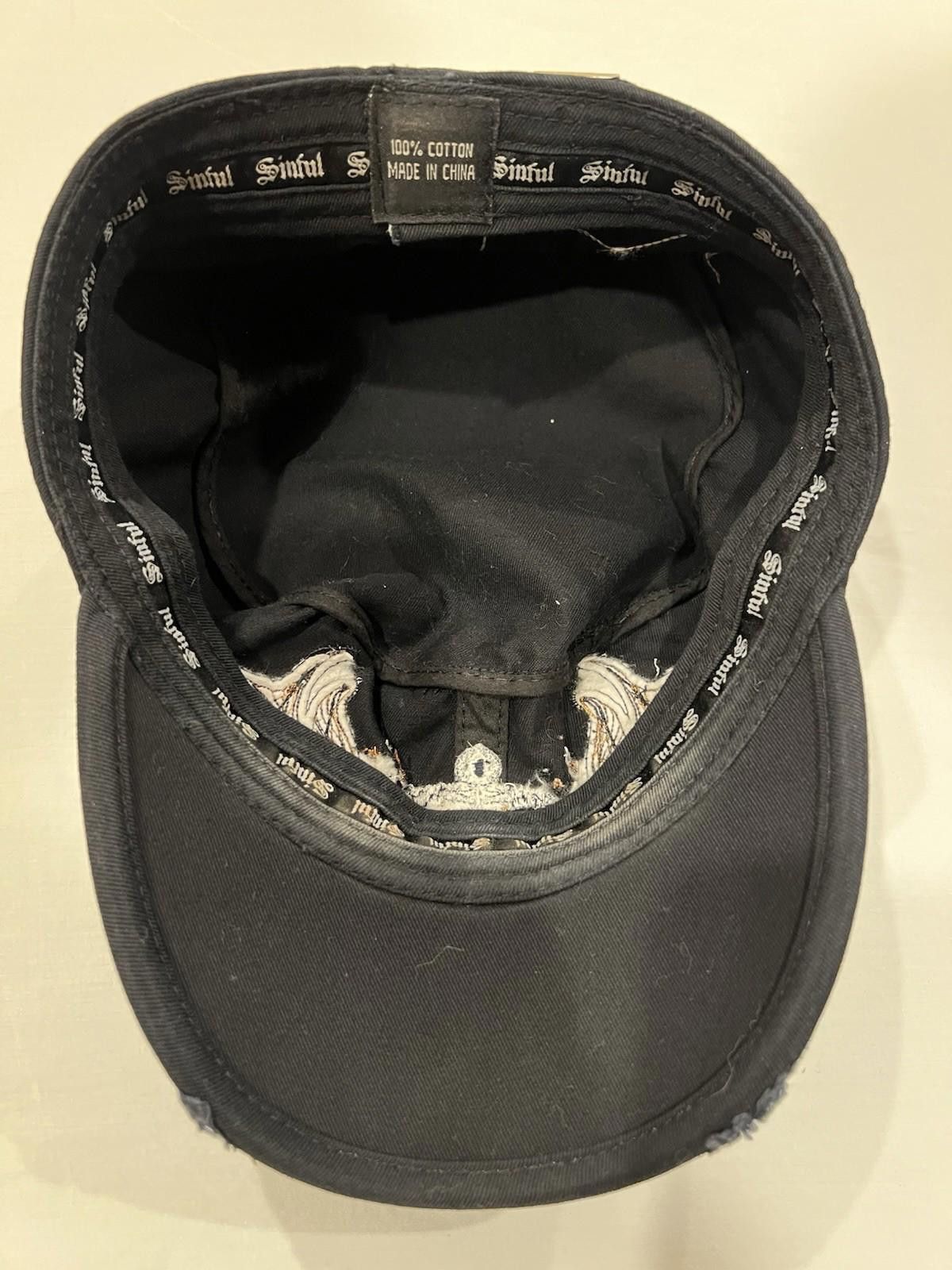 Affliction Sinful Affliction Black Embroidered Military Cap Y2K Womens Size ONE SIZE - 7 Thumbnail