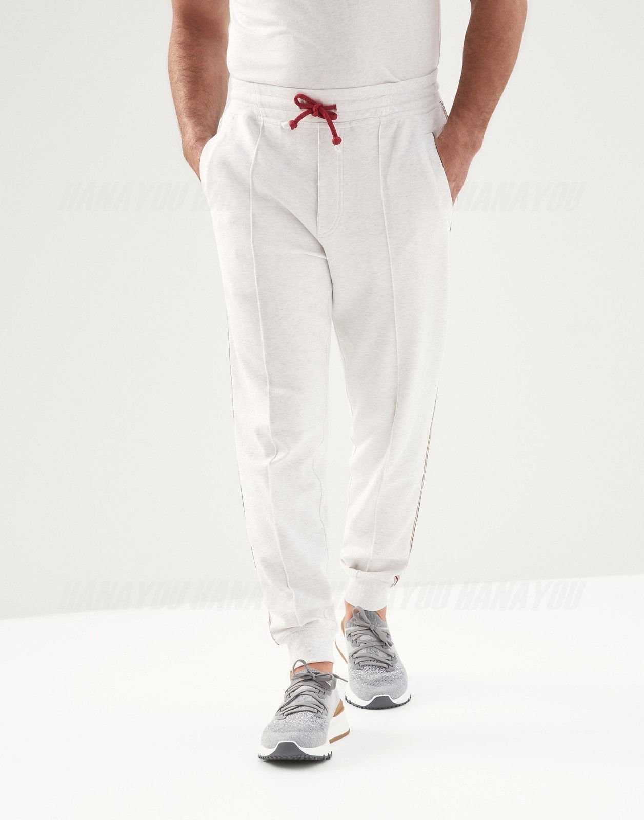 image of Brunello Cucinelli O1W1Db10524 Sweatpants In Open White, Men's (Size 34)