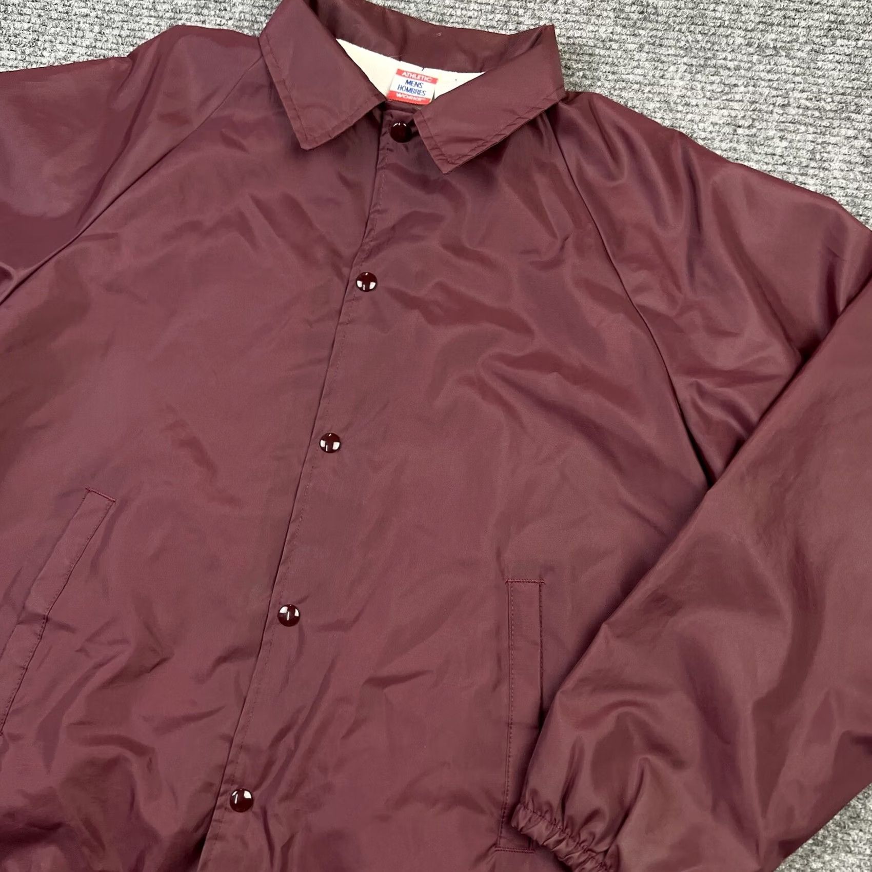 Athletic Works VINTAGE Athletic Works Windbreaker Jacket L Burgundy Nylon 80s 90s Stylish Collared Snap Pockets Lined Men Large US Made Size US L / EU 52-54 / 3 - 4 Thumbnail