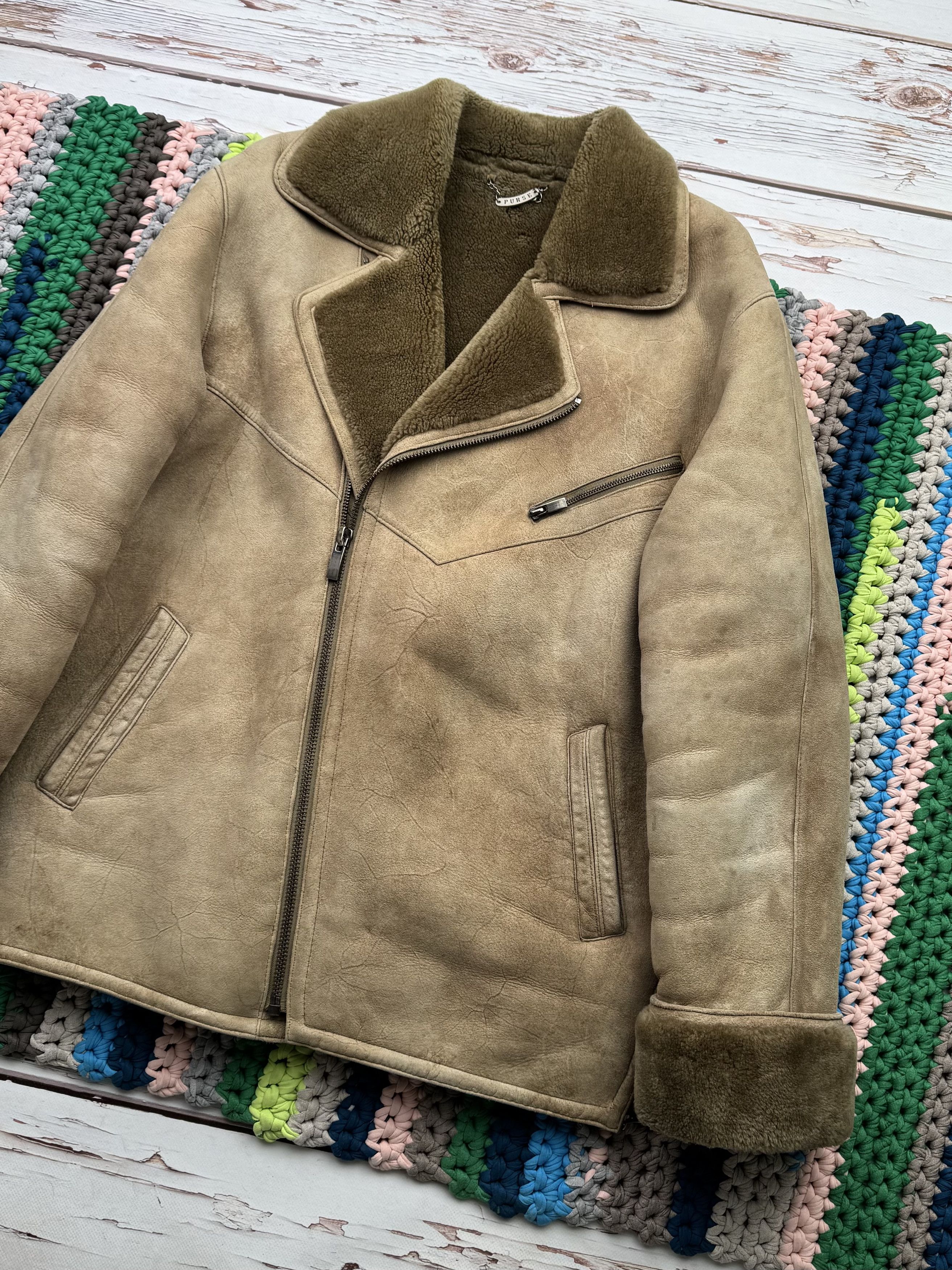 Japanese Brand Vintage Real Sheepskin Coat With Asymmetry Zip (ET1)(D15) Size US L / EU 52-54 / 3 - 3 Thumbnail