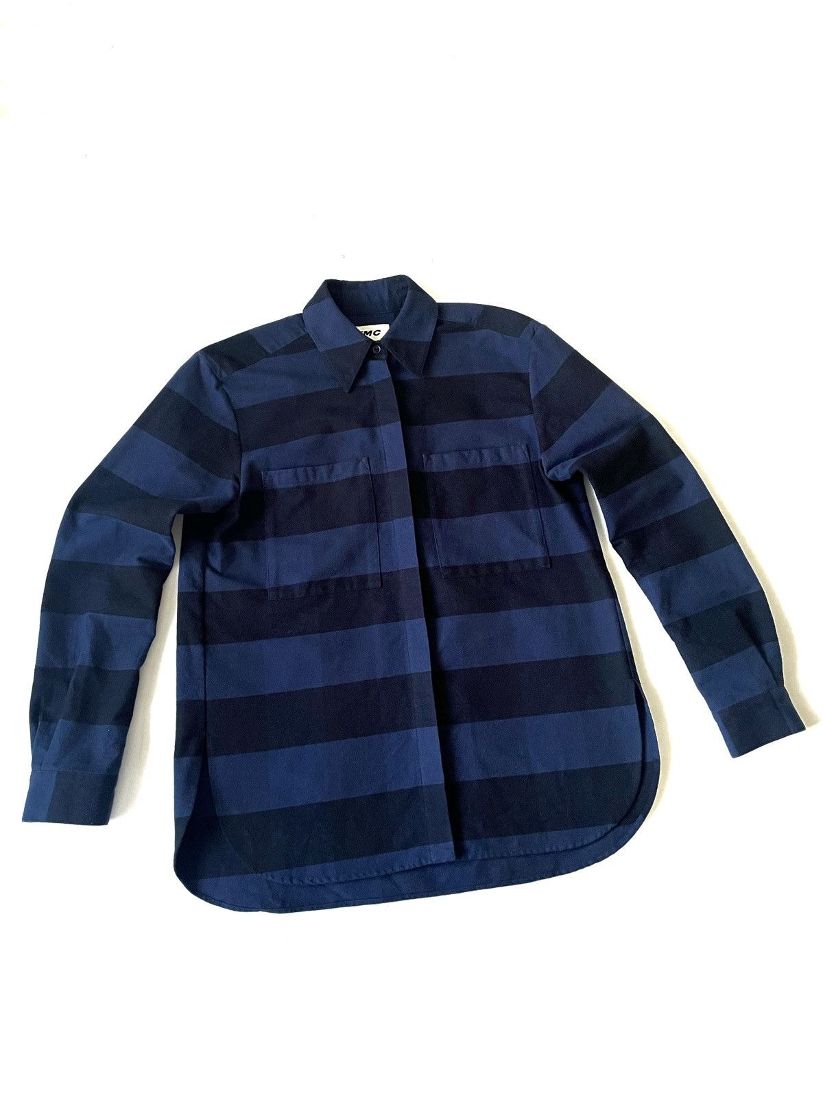 Designer × YMC YMS Flannel Women Blue Cotton Stripe Shirt Size S Poland Size S / US 4 / IT 40 - 1 Thumbnail