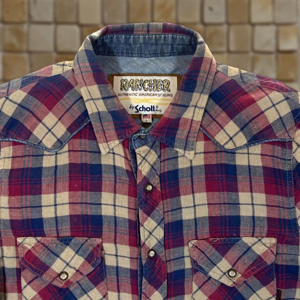 Schott Vintage SCHOTT Rancher Western Plaid Pearl Snap Flannel Shirt Medium Size US M / EU 48-50 / 2 - 1 Thumbnail