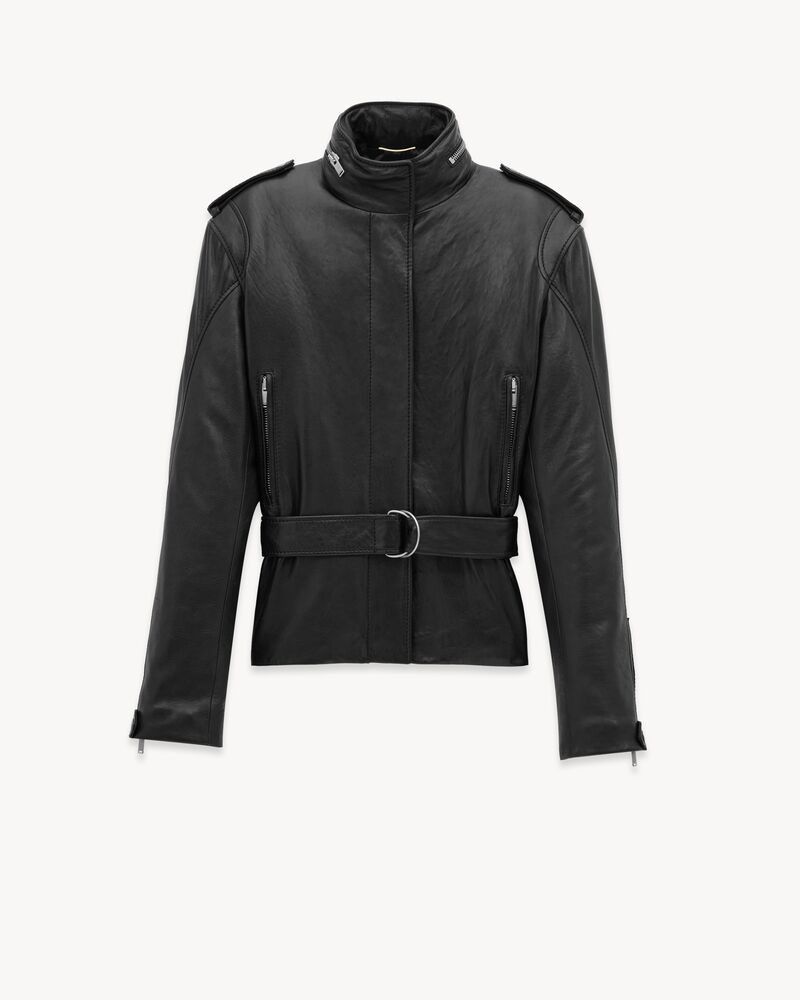 Saint Laurent Paris o1b1hav111125 Short Jacket in Lambskin in Black Size S / US 4 / IT 40 - 1 Thumbnail