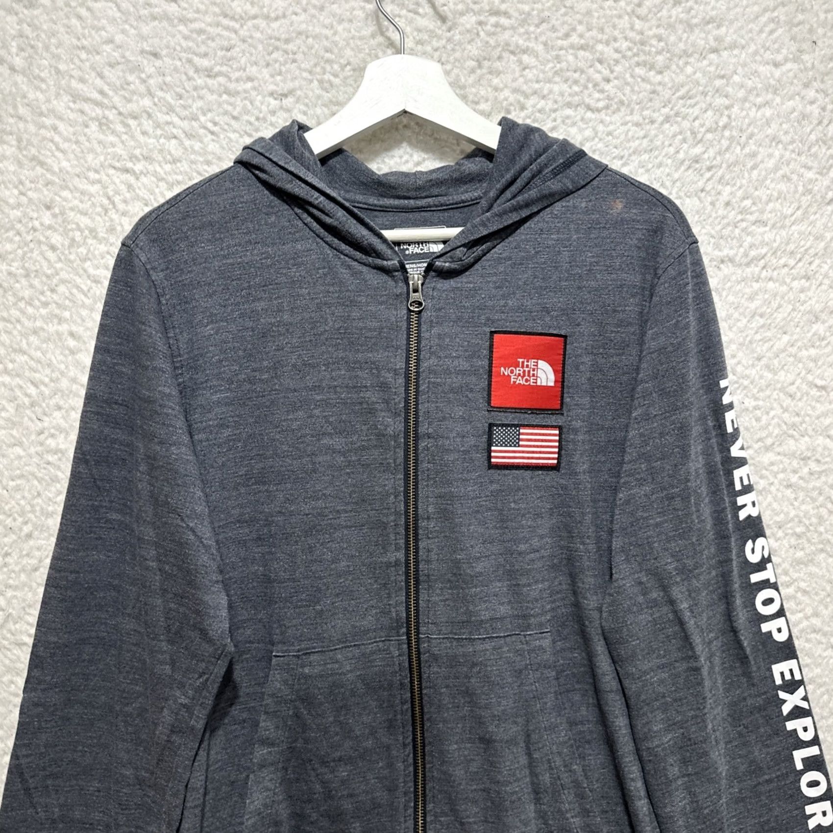 The North Face The North Face Hoodie Men M Gray Regular Full Zip Logo USA Tri-Blend Classic Fit Size US M / EU 48-50 / 2 - 4 Thumbnail